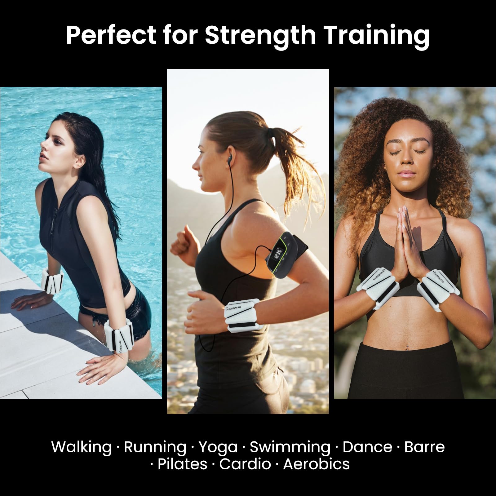 Adjustable Wrist & Ankle Weights Set of 2 (1lb Each) - Lightweight Wearable Fitness Weights for Women & Men - Ideal for Yoga, Pilates, Running, Walking & Home Workouts