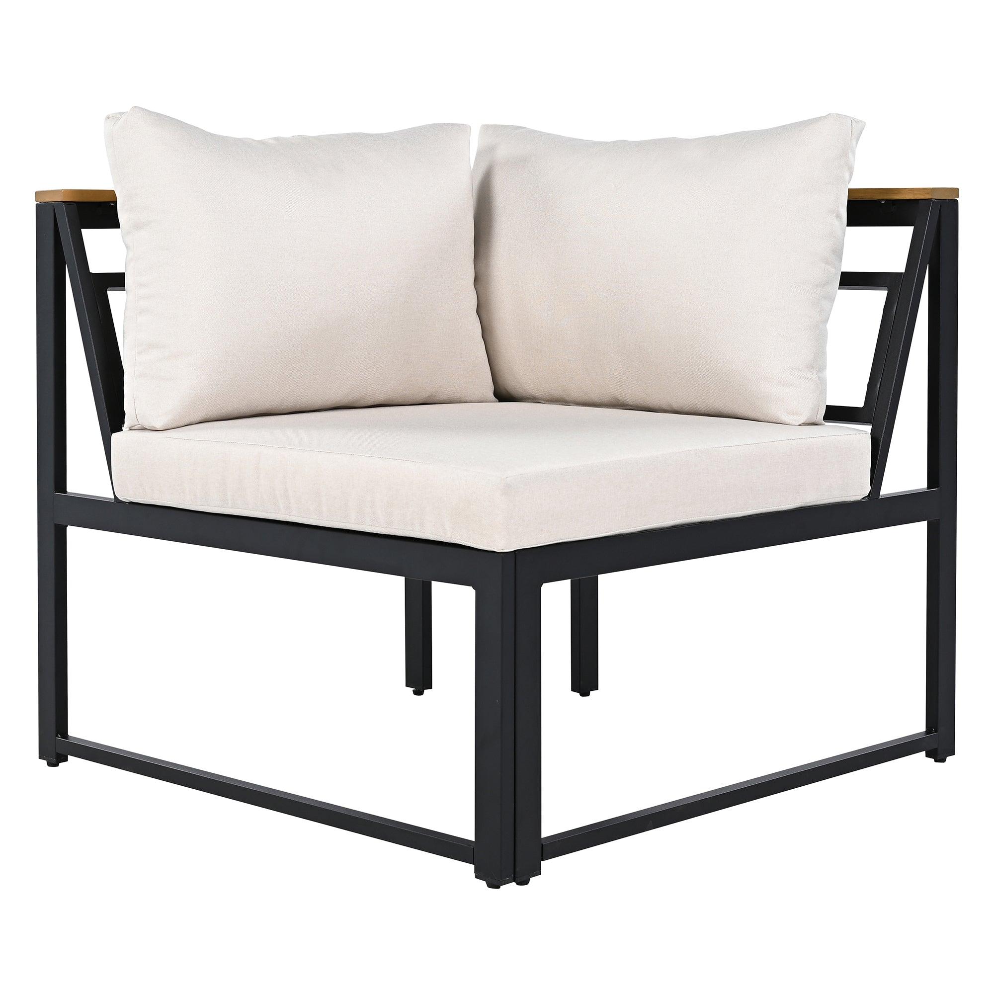 4-Piece Outdoor Patio Furniture Set with Loveseats & Waterproof Cushions - Durable Iron Wood Design for Garden, Backyard, Poolside - Perfect for Relaxing, Entertaining & Outdoor Dining