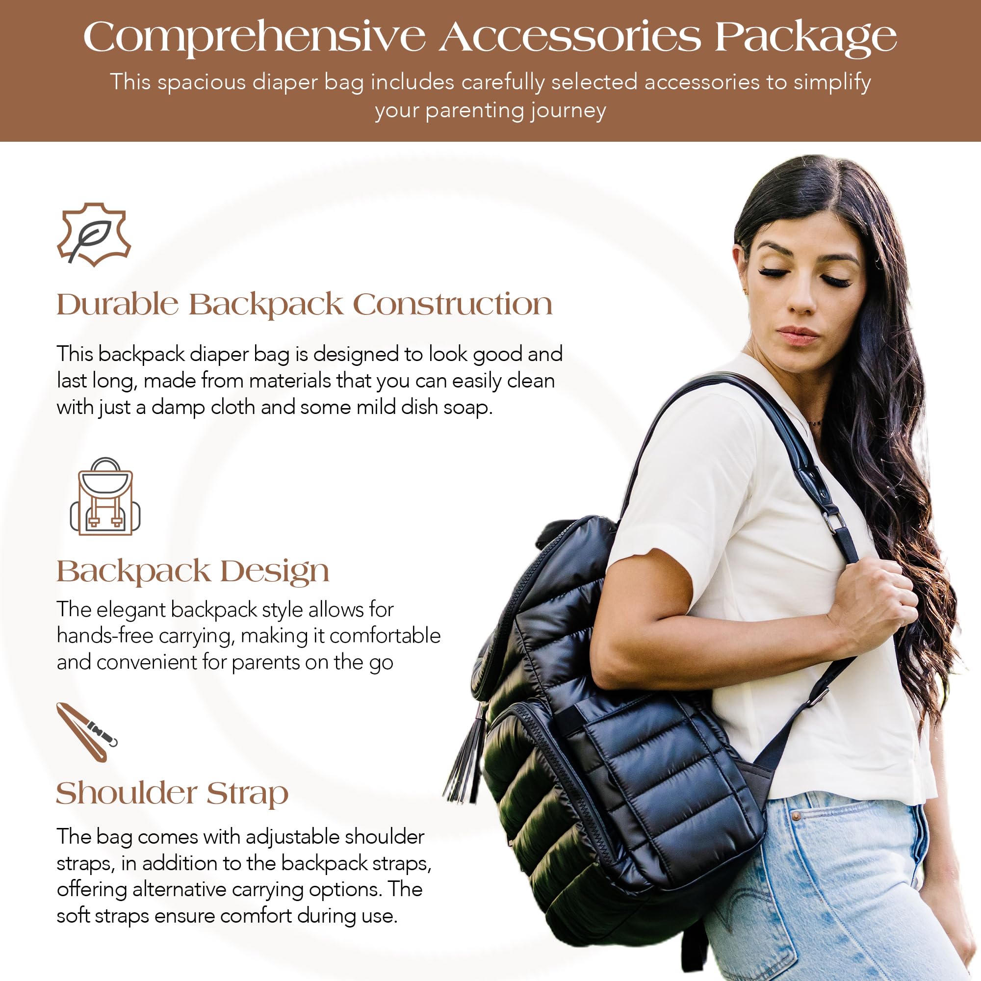 Citi Collective Gallery Diaper Bag Backpack - Stylish & Spacious Baby Travel Backpack for Moms - Fits 15