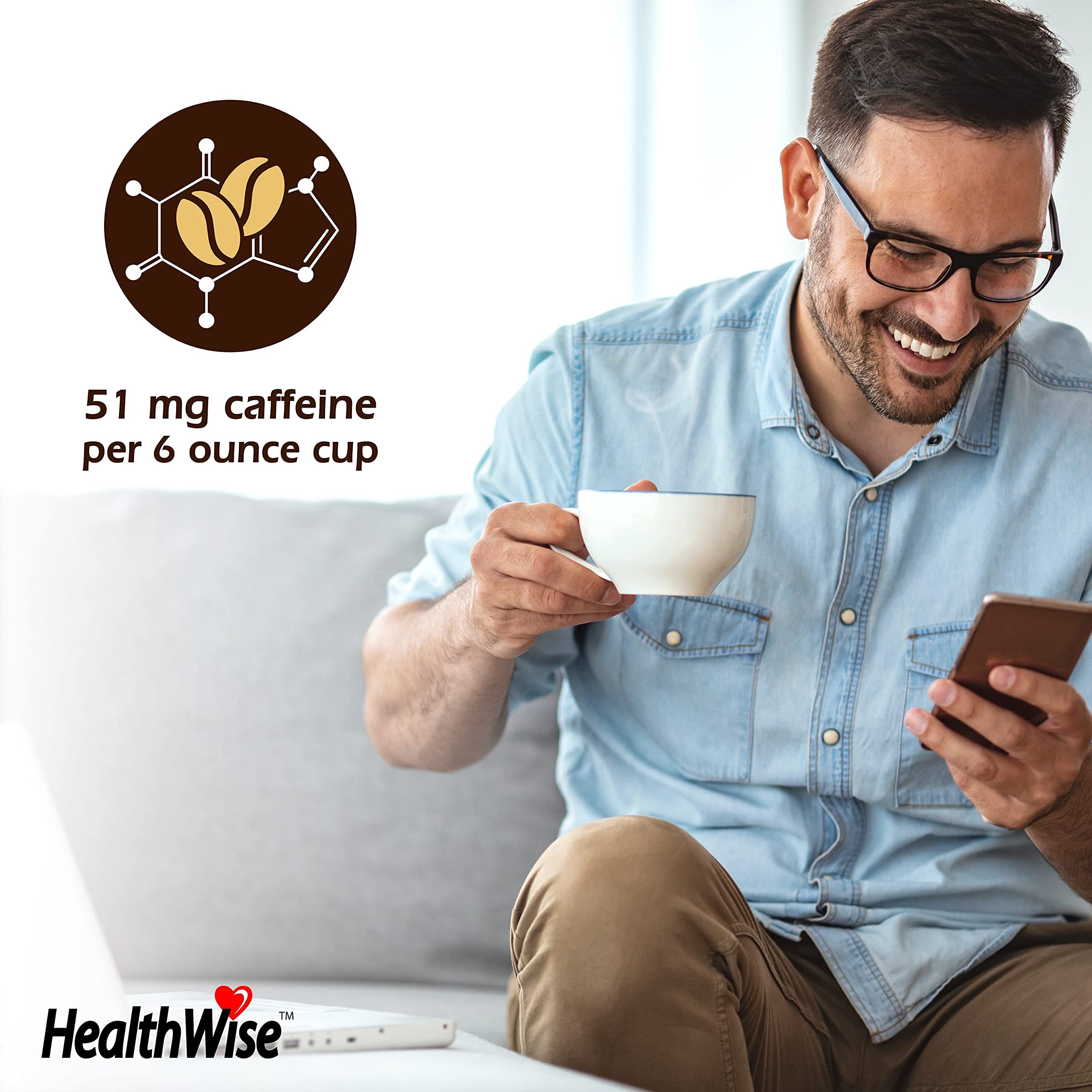 Healthwise Chocolate Coconut Low Acid Coffee K-Cups for Acid Reflux & Heartburn Relief - Gentle on Sensitive Stomachs, Reduces Digestive Discomfort - 144 Count (12 Pack) - Perfect for Morning Brews & Afternoon Pick-Me-Ups