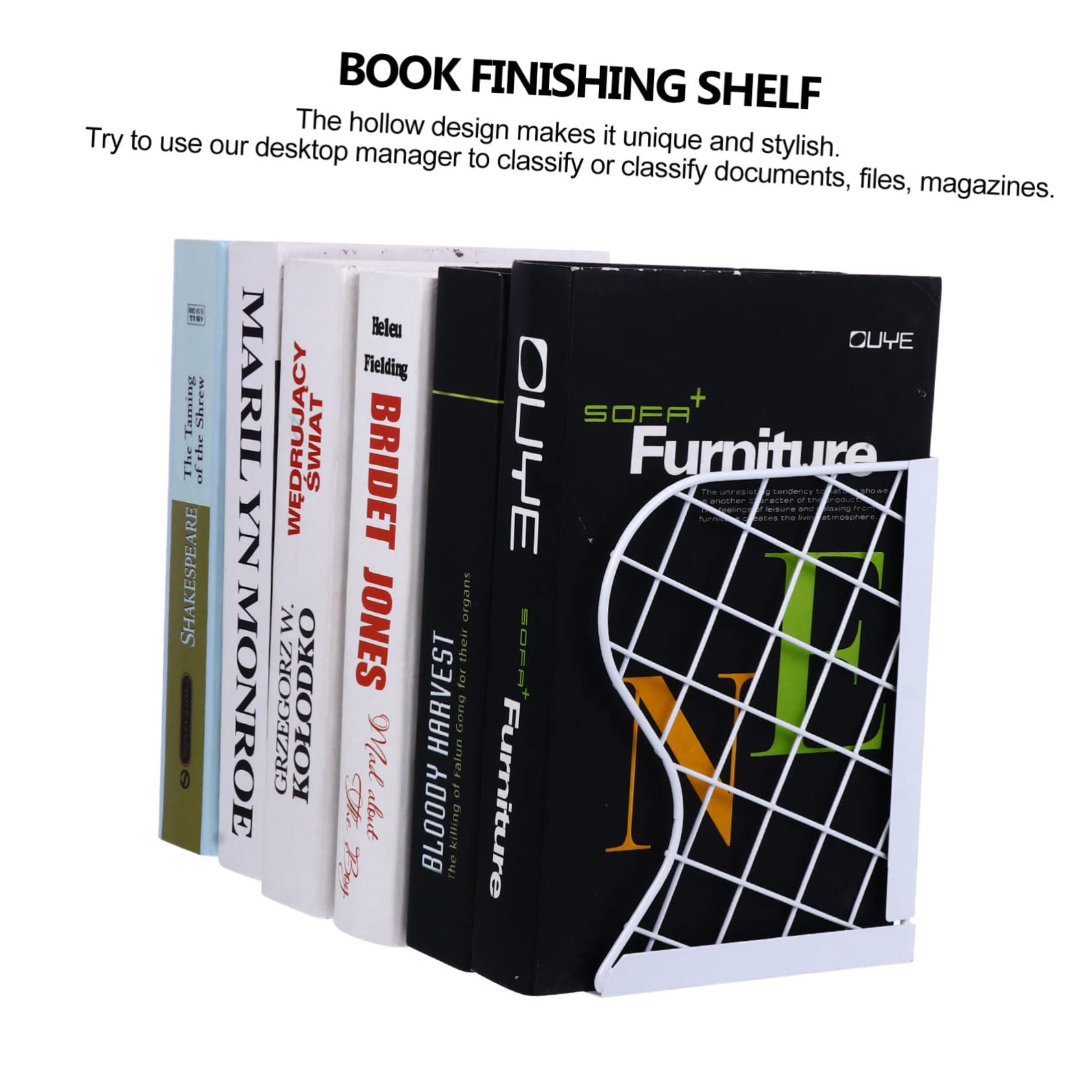 Foldable Iron Magazine Rack & Bookends - Adjustable Shelf Organizer for Books, Magazines, Newspapers - Perfect for Living Room, Bedroom, or Office Storage