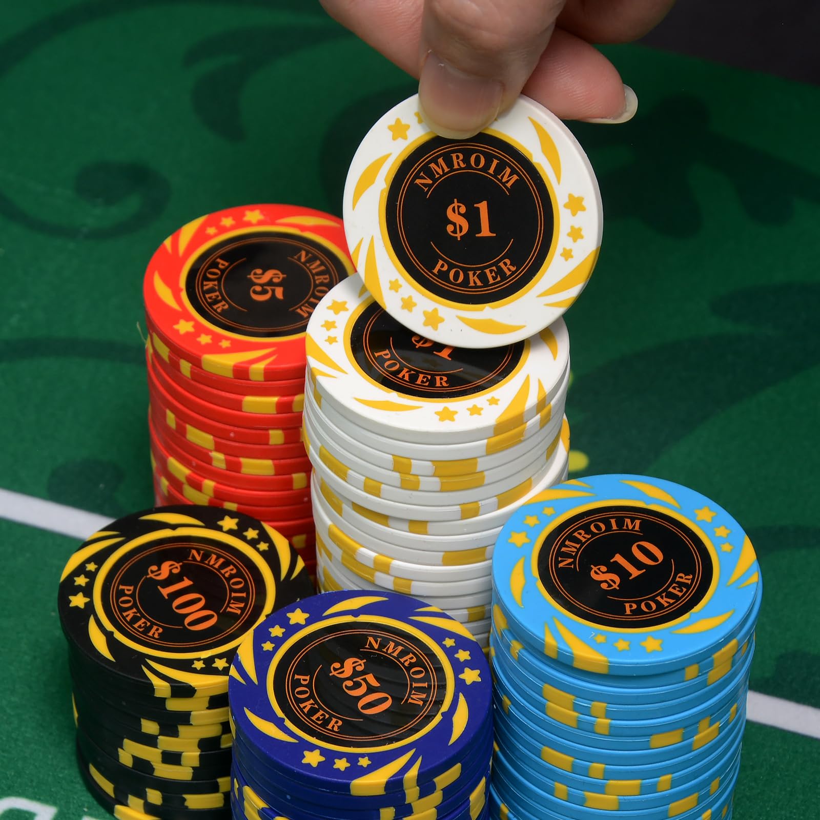 Premium 13.5g Clay Poker Chips Set - 40mm Casino Style Numbered Poker Chips (Pack of 50) - Ideal for Home Games, Poker Nights & Casino-Themed Parties