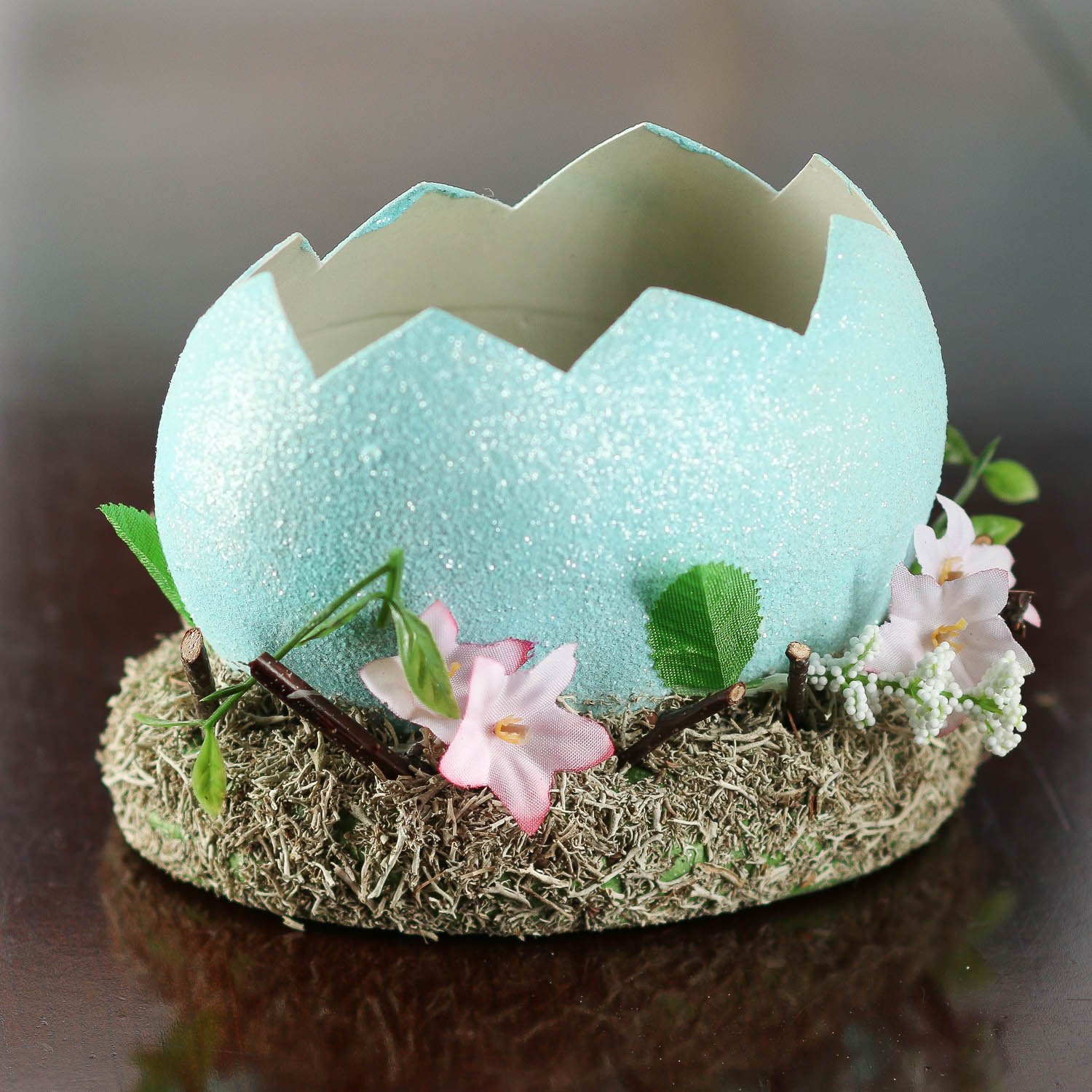 Wholesale Glittered Blue Easter Egg Nest - Bulk Easter Decorations for Spring, Easter Party, Home & Table Centerpiece Decor