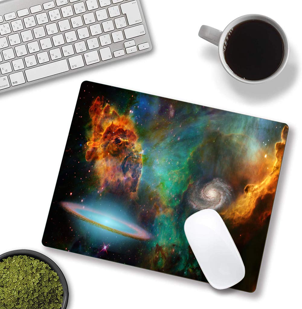 Galaxy Mouse Pad - Non-Slip Rubber Base, Waterproof Square Mousepad for Office & Laptop (9.5