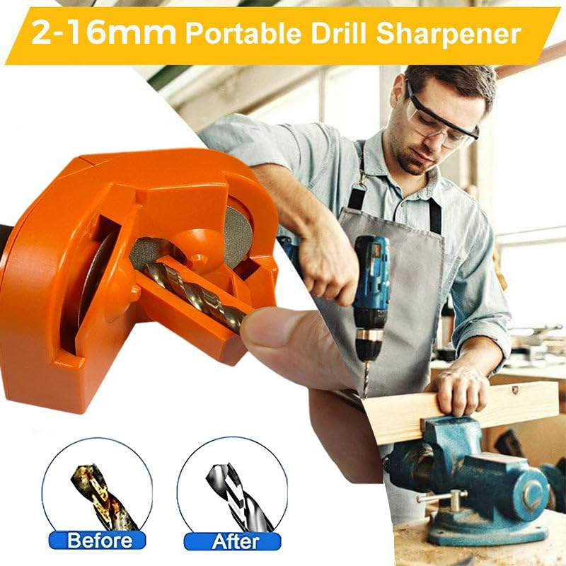Diamond Drill Bit Sharpener - Portable Multipurpose Drill Grinder Tool for Sharpening & Polishing Wheels (Orange) | Perfect for DIY Projects, Woodworking & Metalworking