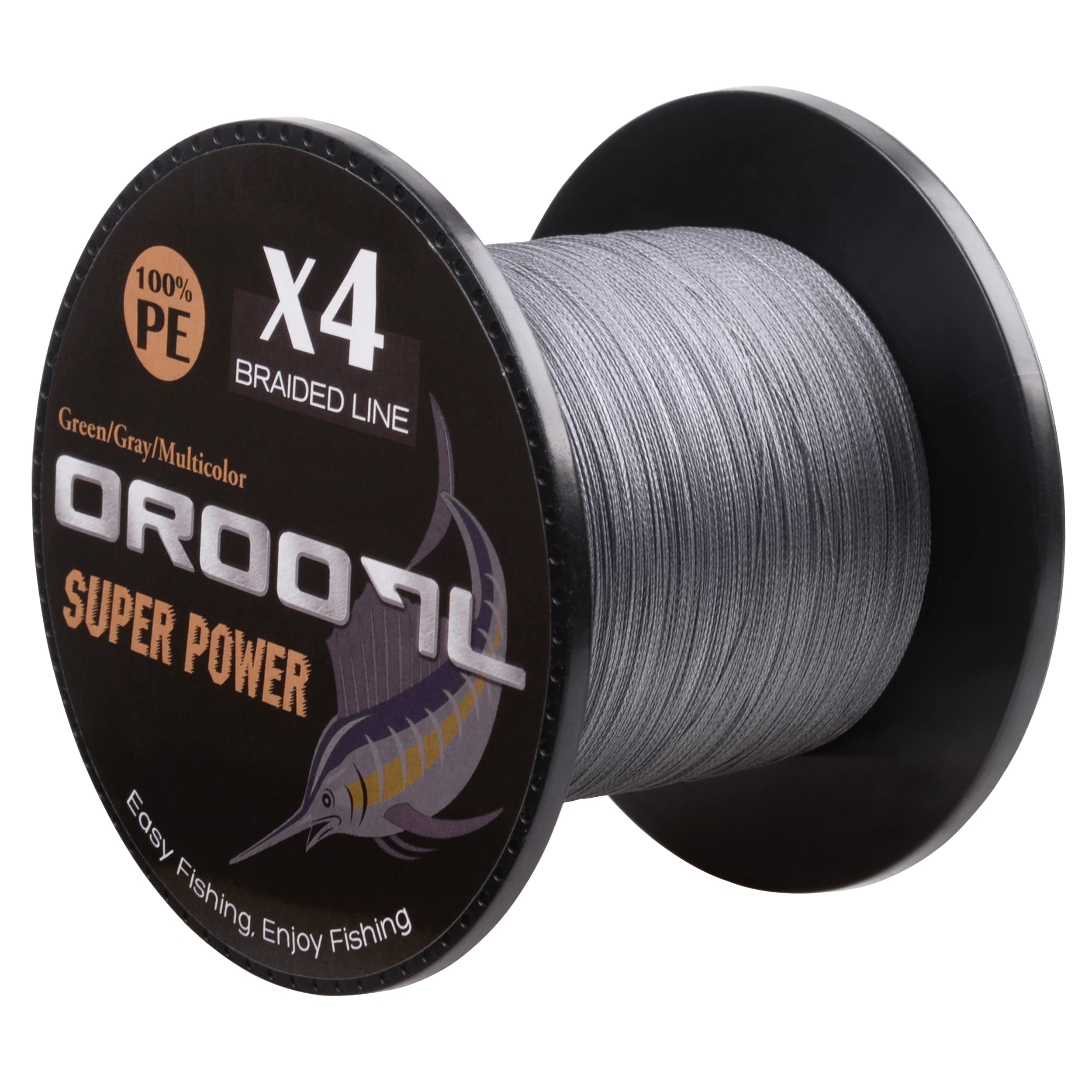 OROOTL Braided Fishing Line 10lb-133lb - 4 Strand High Strength Abrasion Resistant Fishing Braid - Zero Stretch for Saltwater & Freshwater - Green, Gray, Multicolor Options - Perfect for Bass, Trout, and Deep Sea Fishing