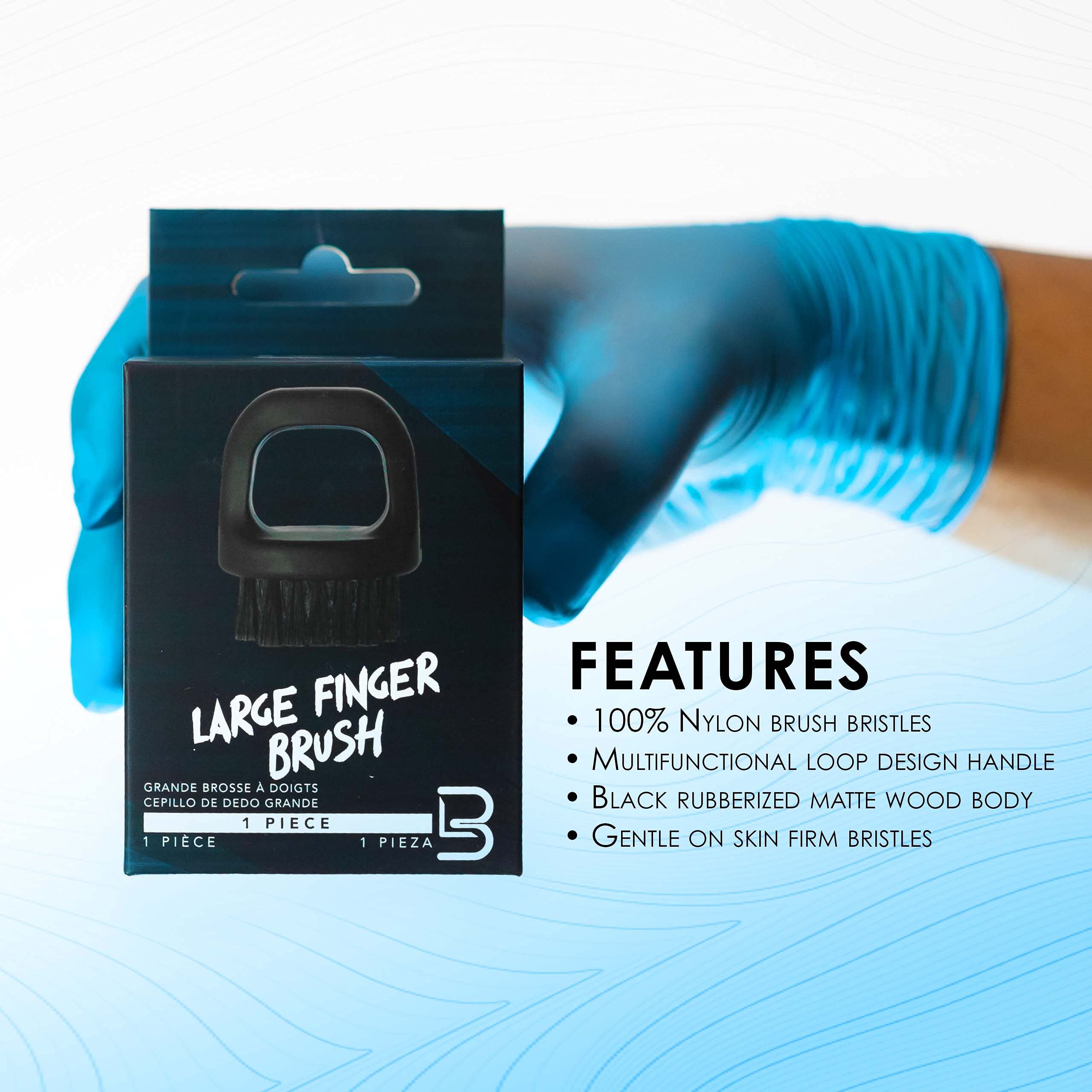 Professional Level 3 Large Finger Brush for Barbers - Premium Nylon Bristle Hair Clipper Brush - Gentle Yet Firm for Styling & Detangling - Perfect for Barber Shops, Home Haircuts & Personal Grooming