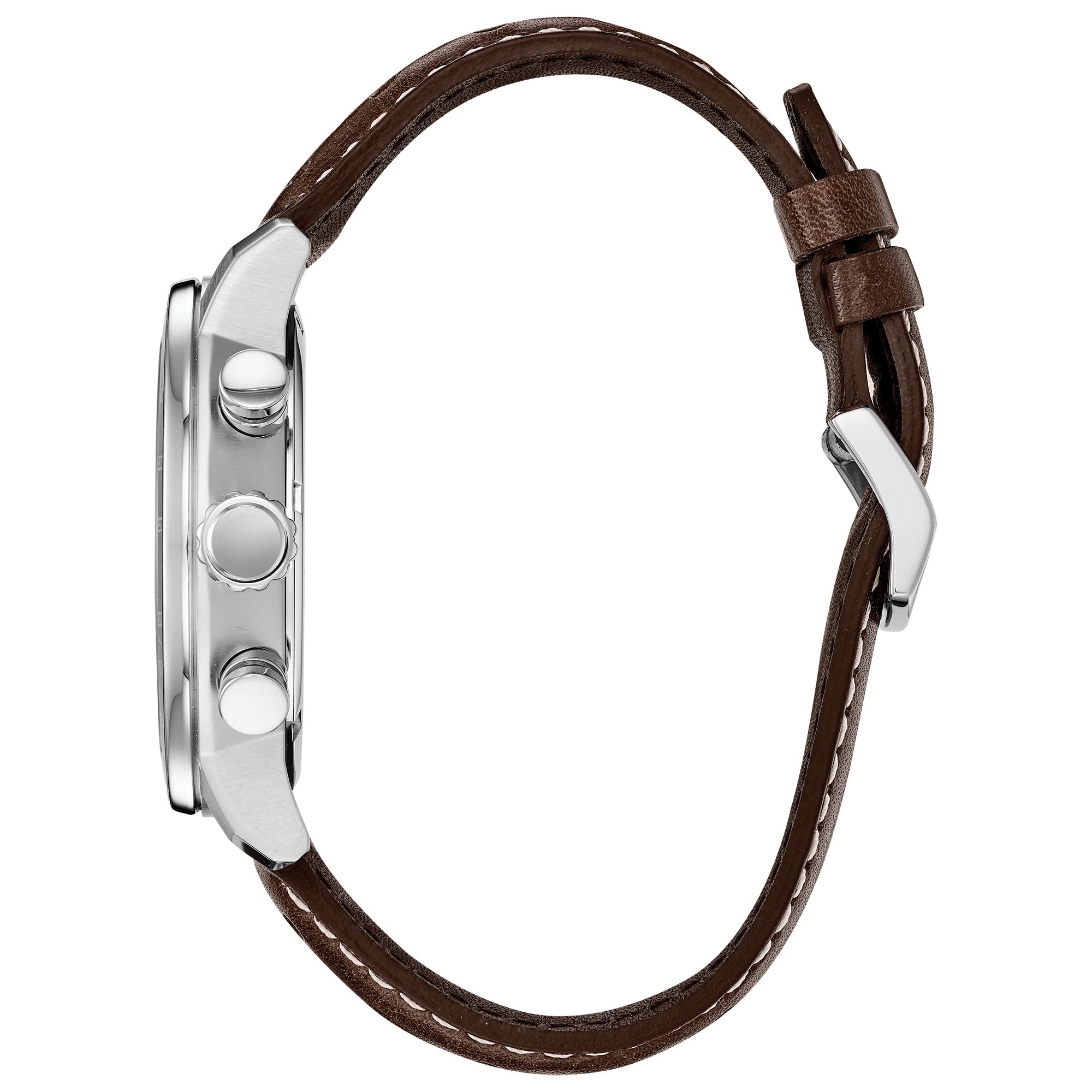 Citizen Men's Eco-Drive Weekender Brycen Chronograph Watch - Stainless Steel Case, Brown Leather Strap, Ivory Dial (Model CA0649-06X) | Solar Powered, Water Resistant | Perfect for Business, Casual & Outdoor Activities