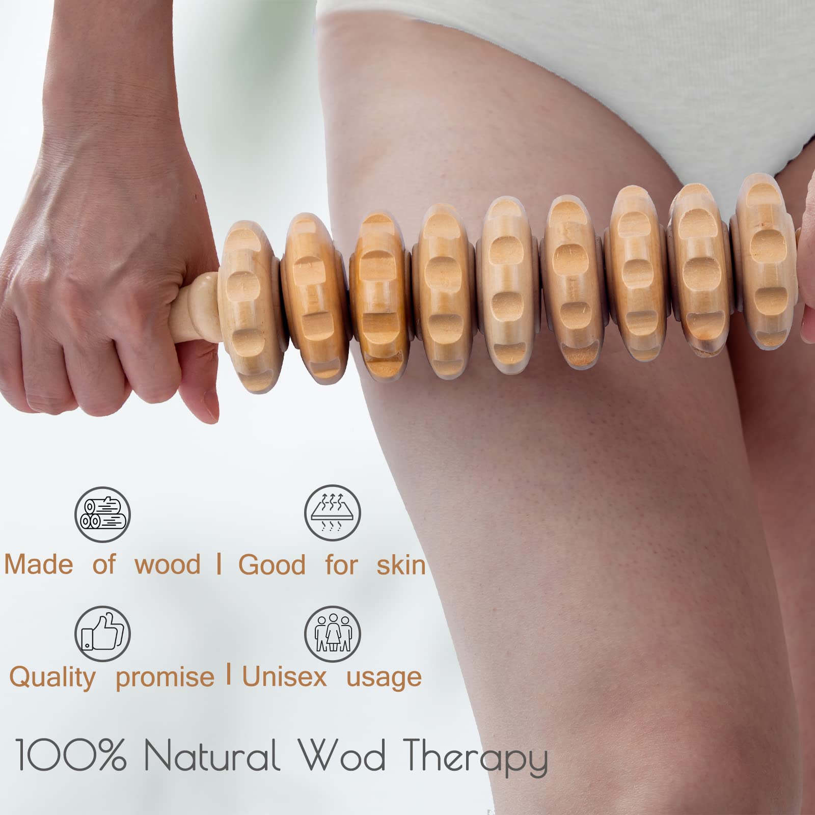 **Wooden Massage Roller for Body Shaping & Anti-Cellulite – Manual Wood Fascia Massager for Relaxation & Muscle Recovery – Perfect for Post-Workout, Spa, and Home Therapy**
