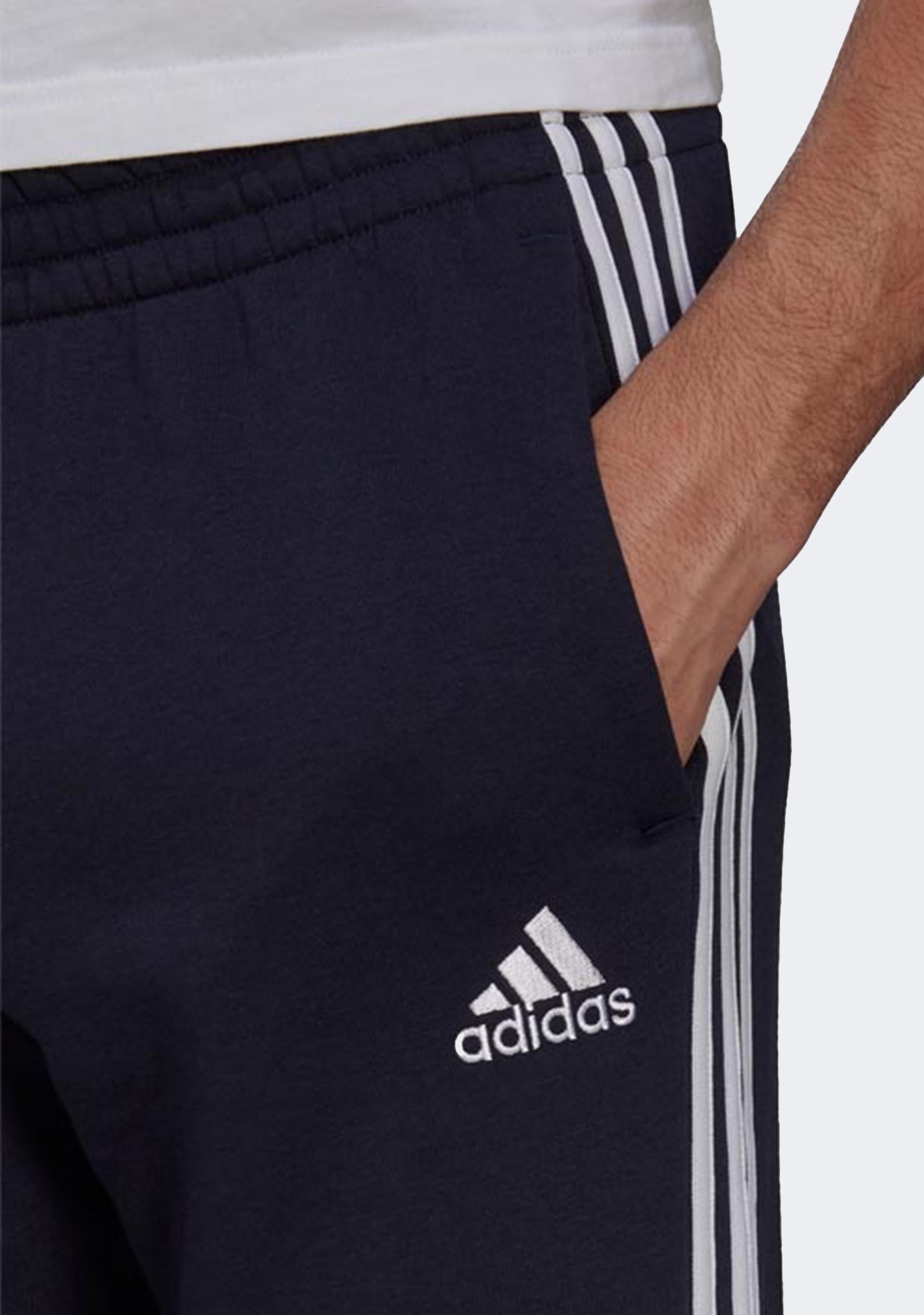 Adidas Men's 3 Stripes Essentials Fleece Open Hem Sweatpants - Comfortable Athletic Joggers for Running, Gym & Casual Wear