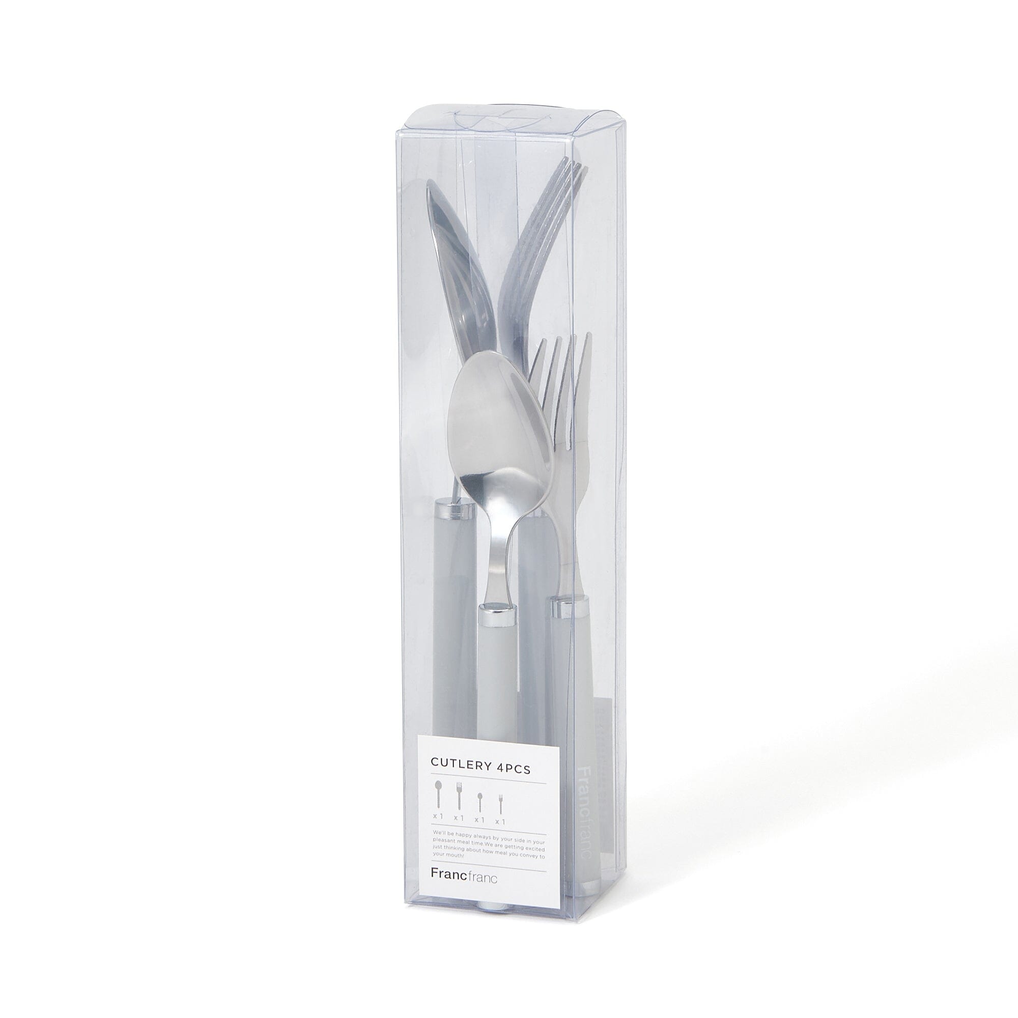 Premium 4-Piece Cutlery Set with Logo - Elegant Grey Stainless Steel Utensils for Dining, Kitchen & Gifting