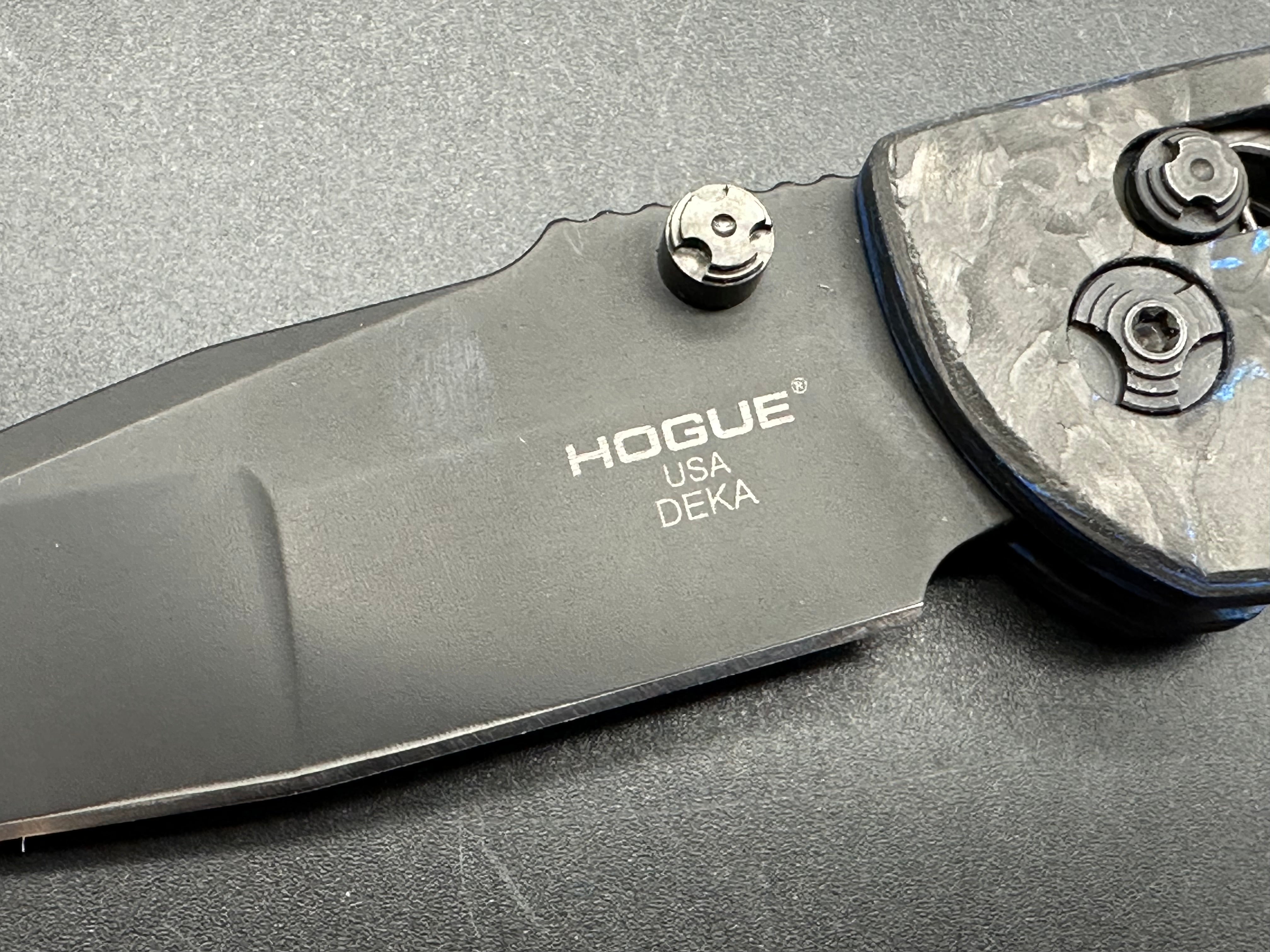 Hogue Deka Folding Knife - Blue Carbon Fiber Handle, MagnaCut Steel Blade - EDC, Outdoor, Camping & Survival Knife