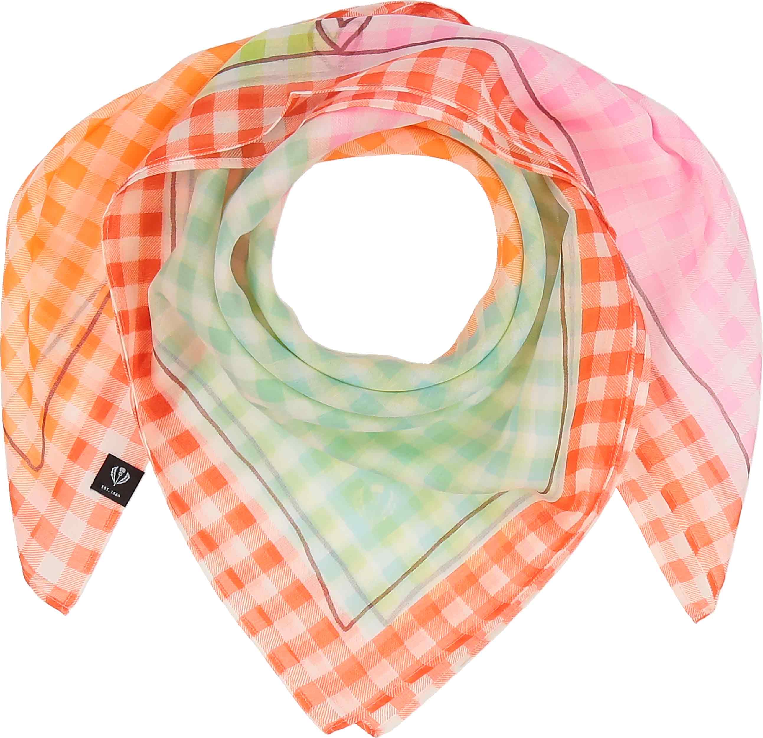 Gingham Grid Queenie Cotton Silk Square Scarf - Lightweight & Breathable Fashion Accessory for Women - Perfect for Spring, Summer, Beach & Outdoor Activities