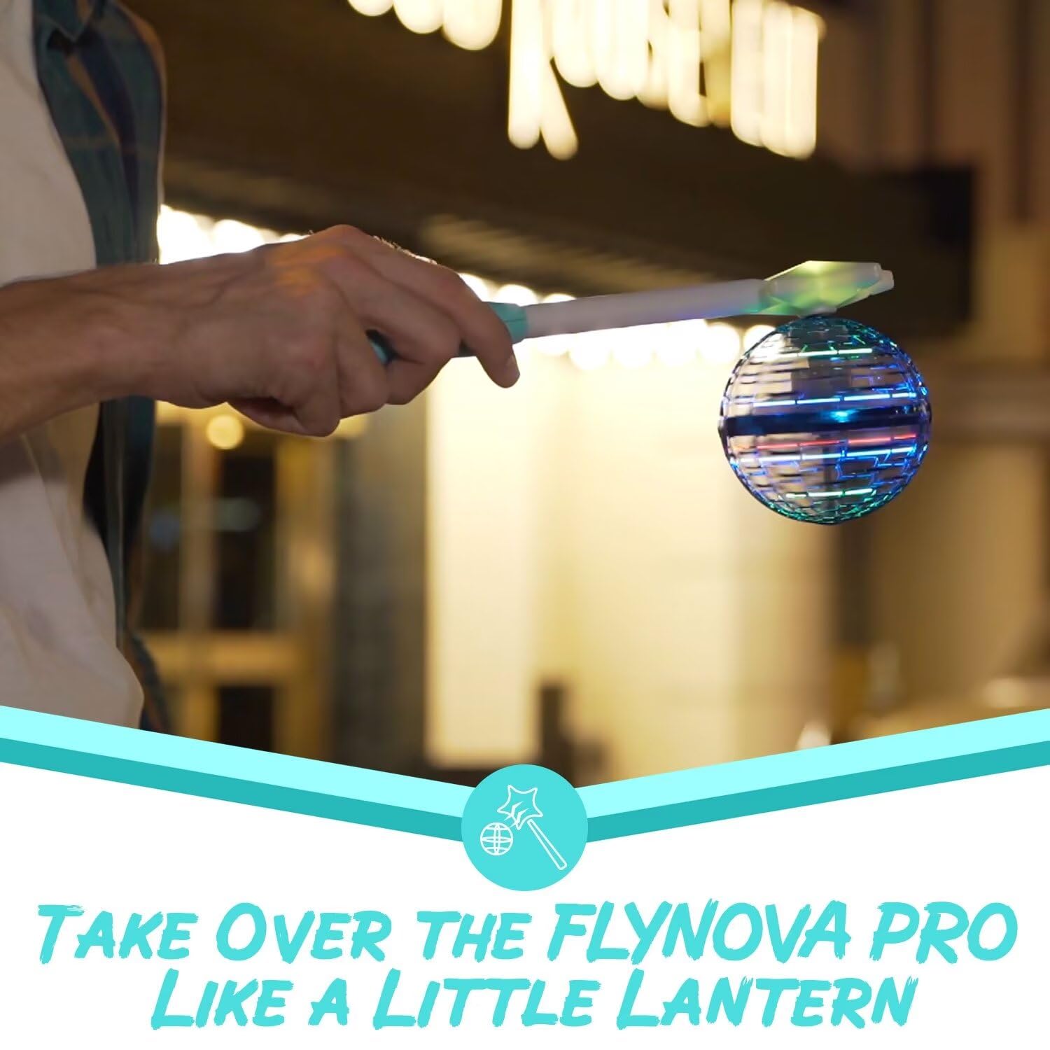 ATHLERIA Blue Flying Orb Ball with Wand - Cosmic Globe Hover Boomerang Mini Drone for Kids (Ages 6-10) | Cool Gadgets & STEM Toys for Boys Girls Teens | Perfect Christmas Birthday Gift | Indoor Outdoor Play, Backyard Fun, Party Entertainment