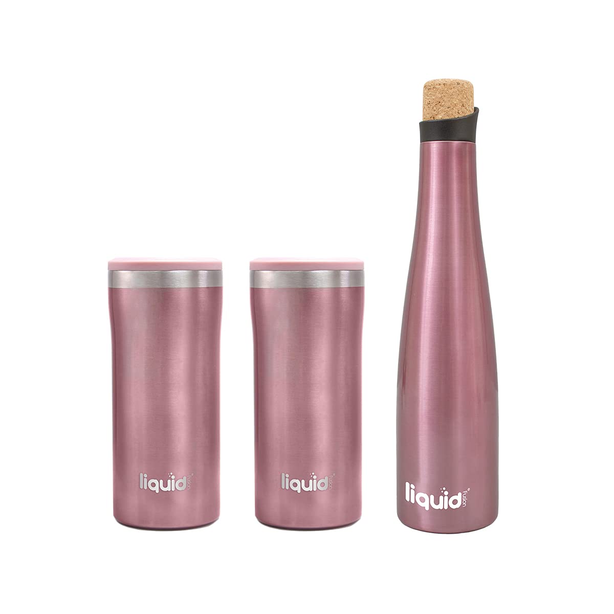 Grand Fusion Icy Bev Vacuum Sealed 750mL Wine Carafe & Skinny Can Insulators Set - Double Wall Insulated Stainless Steel Travel Drink Coolers | Keeps Beverages Cold for 24 Hours | Perfect for Picnics, Beach Trips & Outdoor Adventures
