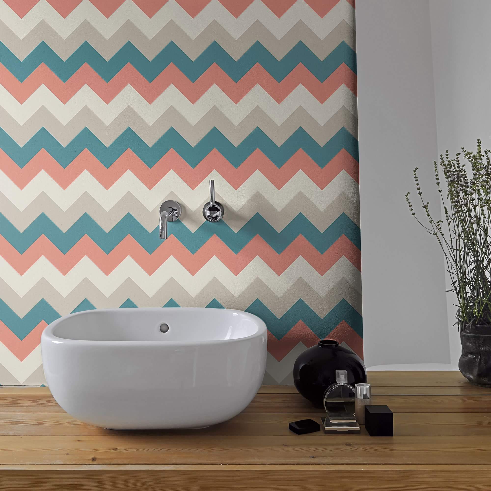 Beige and Blue Chevron Peel and Stick Removable Wallpaper - Self-Adhesive Decorative Wall Covering for Bedroom, Nursery, and Home Office Decor