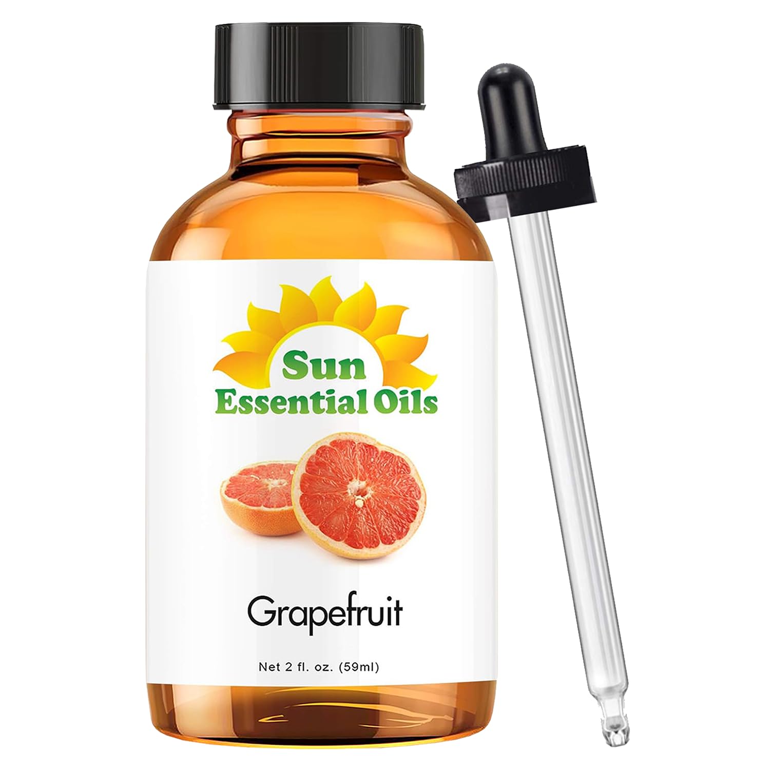 Sun Essential Oils Grapefruit Essential Oil - 2 Fl Oz (60ml) 100% Pure Natural Aromatherapy Oil for Diffuser, Massage & Stress Relief | Uplifting Citrus Scent for Home Spa & Wellness