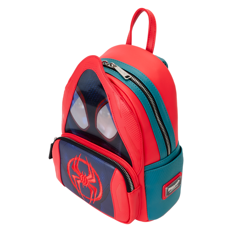 Loungefly Spider-Verse Miles Morales Cosplay Hoodie Mini Backpack - Lenticular Design for Marvel Fans, School & Comic Con Accessories