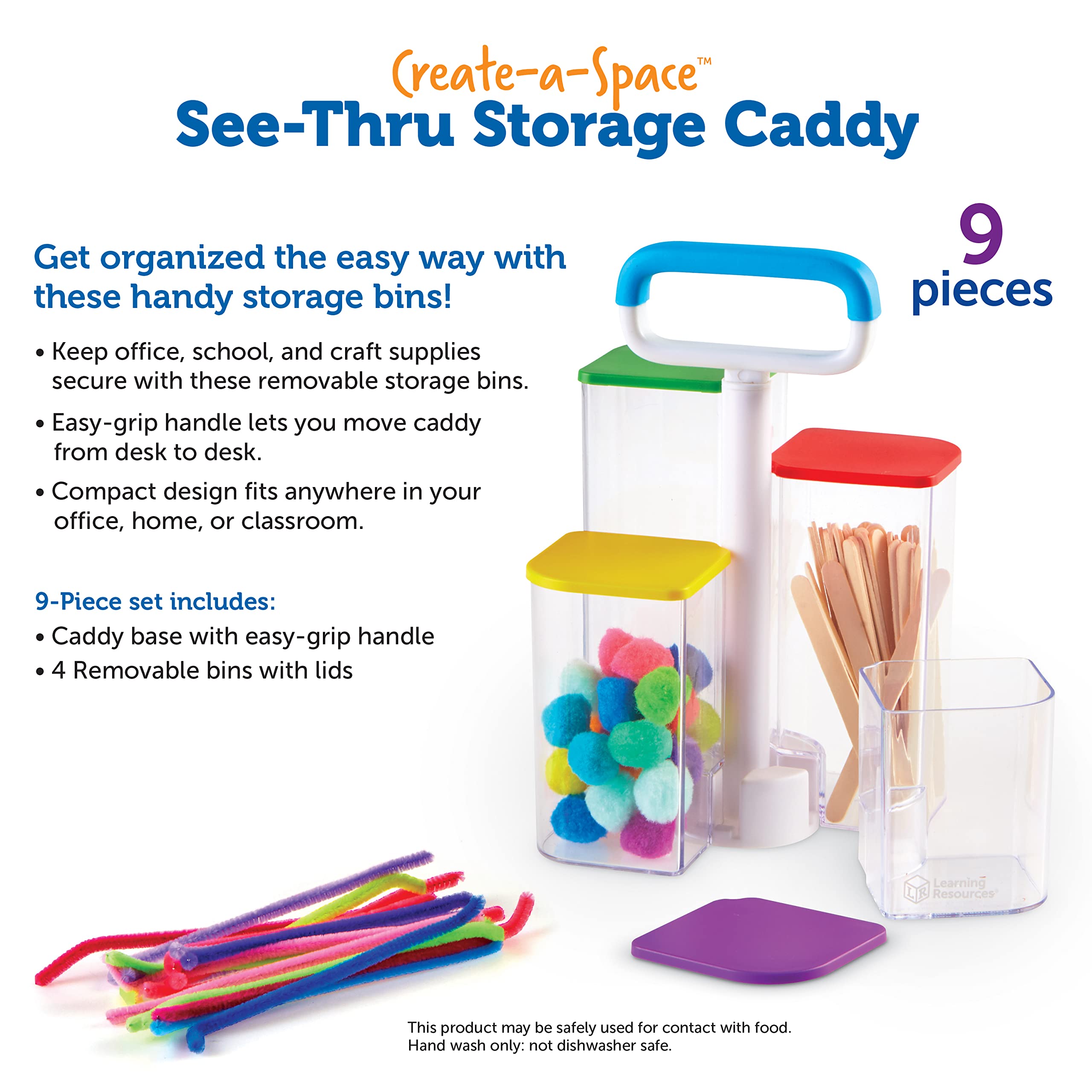 Create-a-Space See-Thru Storage Caddy - 9-Piece Classroom & Desk Organizer for School Supplies, Pen Holder, Perfect for Teachers, Students & Home Office