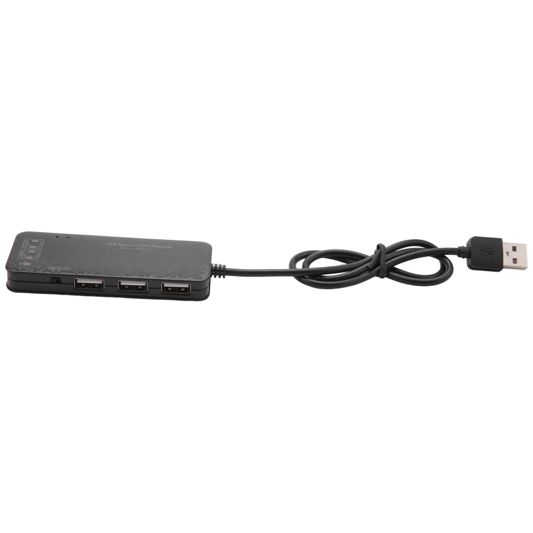 LIGUSTRUM 3-Port USB 2.0 Hub with 7.1 Channel External Sound Card & Headset/Microphone Adapter for PC - Black | Perfect for Gaming, Streaming & Conference Calls