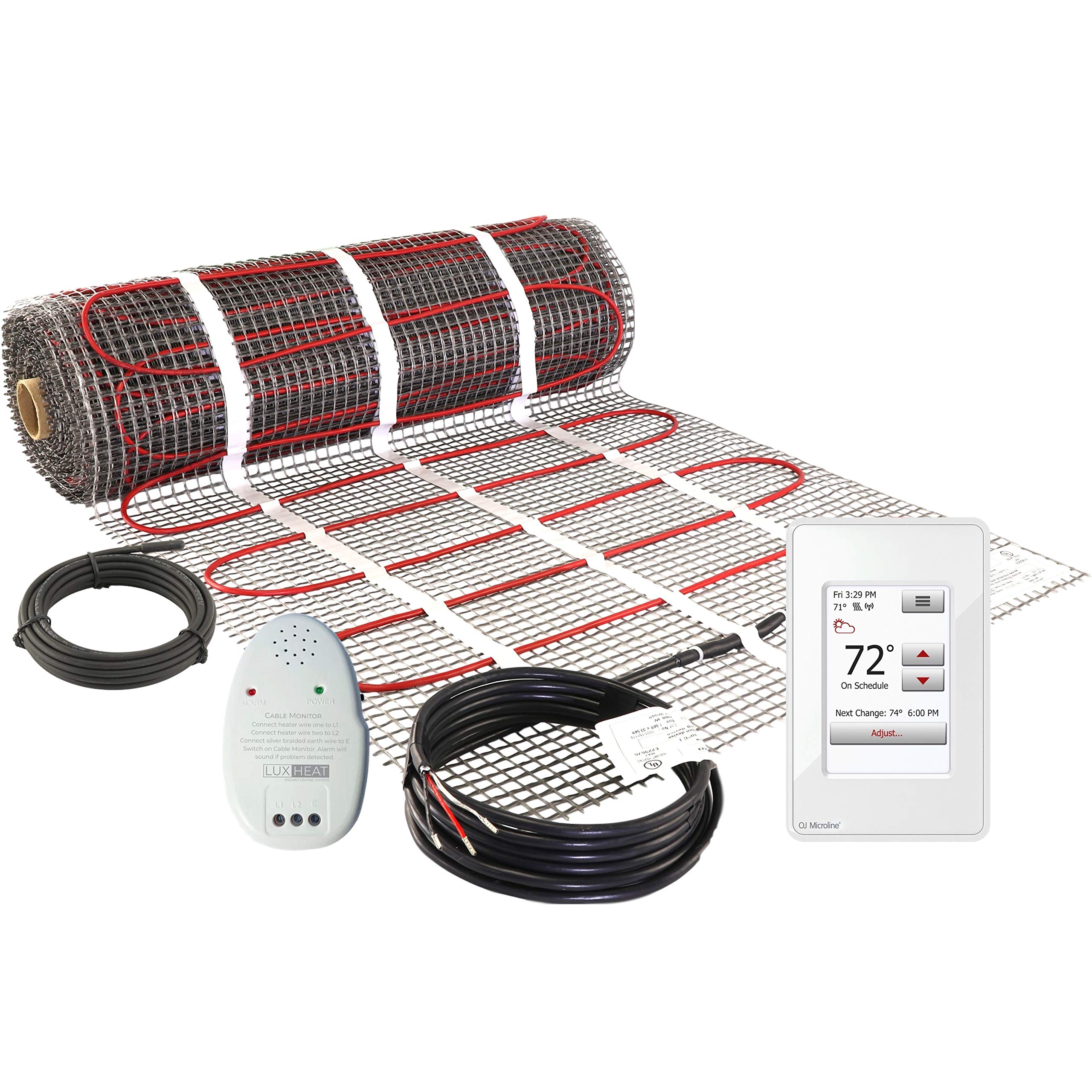 LuxHeat 60 Sqft Electric Radiant Floor Heating Mat Kit (120V) - Under Tile & Laminate Floor Warming System with WiFi Thermostat & GFCI Protection - Perfect for Bathroom, Kitchen & Basement Floor Heating