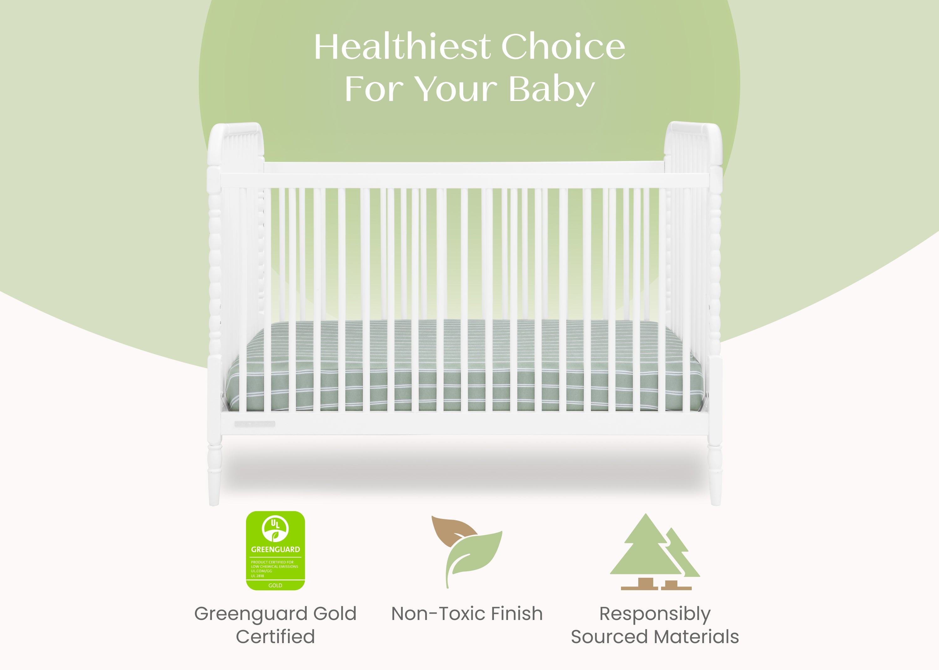 Serena 4-in-1 Convertible Baby Crib - White Nursery Furniture for Newborn to Toddler - Perfect for Bedroom, Daycare & Guest Room