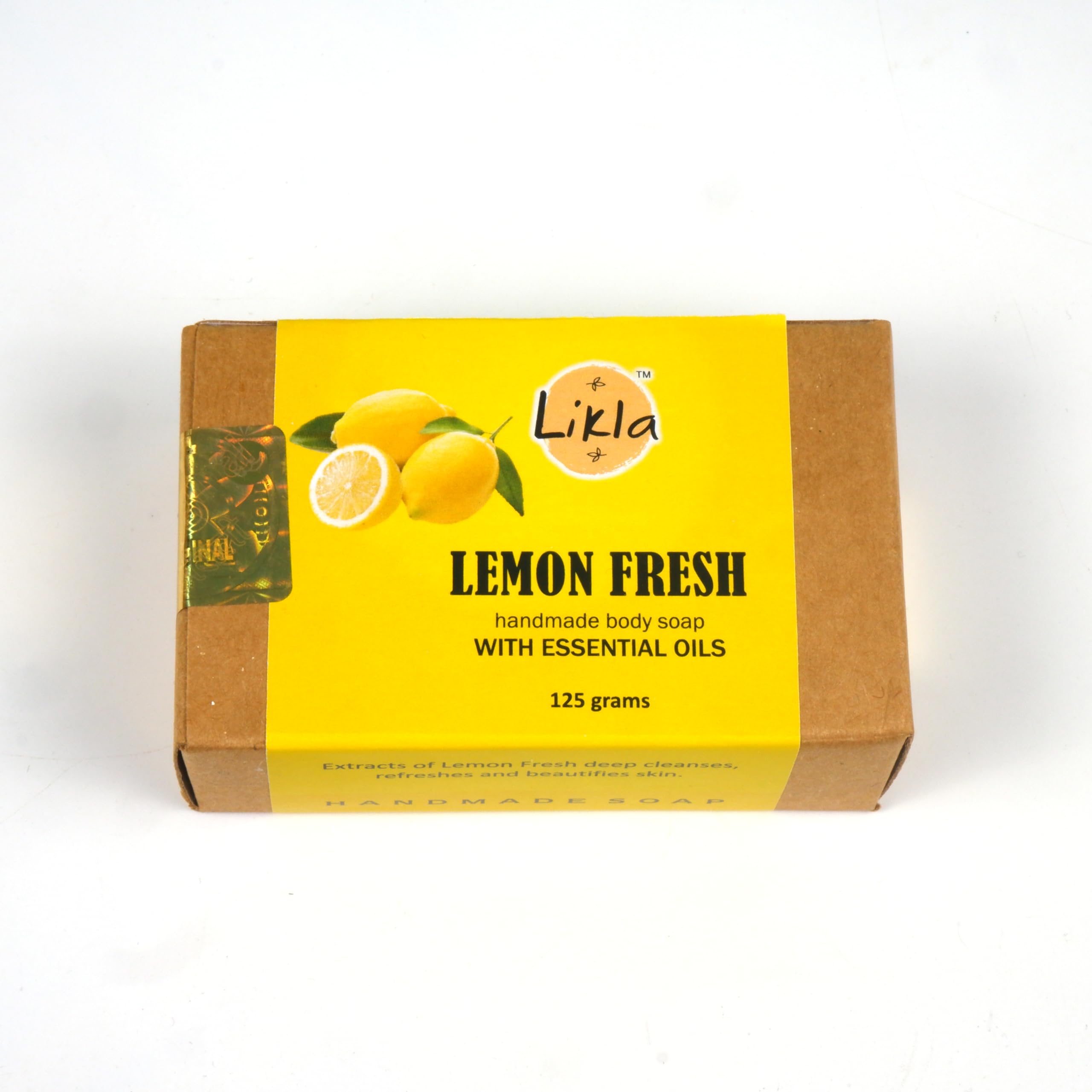 Likla Lemon Fresh Bathing Soap | Natural Handmade Herbal Soap with Essential Oils | 125g | Refreshing & Moisturizing for Daily Skincare & Aromatherapy