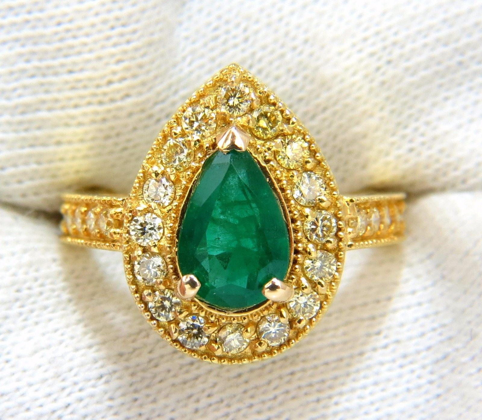 2.85ct Natural Pear Brilliant Emerald Diamond Ring in 14K Gold with G/VS Clarity + Fancy Yellow Diamonds | Elegant Engagement, Wedding, or Anniversary Jewelry Gift