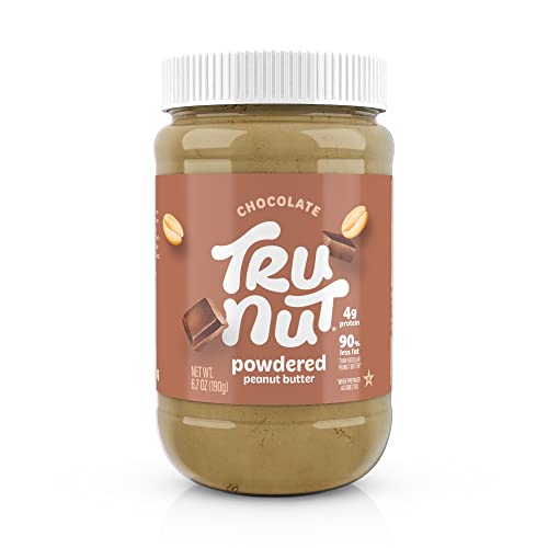 Tru-Nut Chocolate Peanut Butter Powder - Healthy Vegan Peanut Butter with 4g Protein & 50 Calories - Gluten-Free, Dairy-Free - Great for Smoothies, Baking & Protein Shakes - 6.7oz