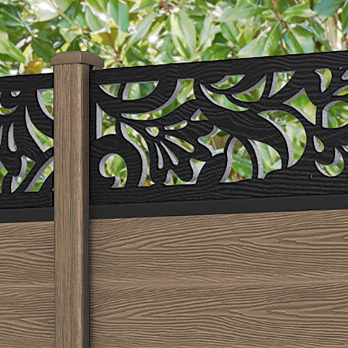 Premium Classic Heritage Teak Fence Panel with Composite Posts - Durable Outdoor Privacy Fence for Garden, Patio, and Backyard Landscaping