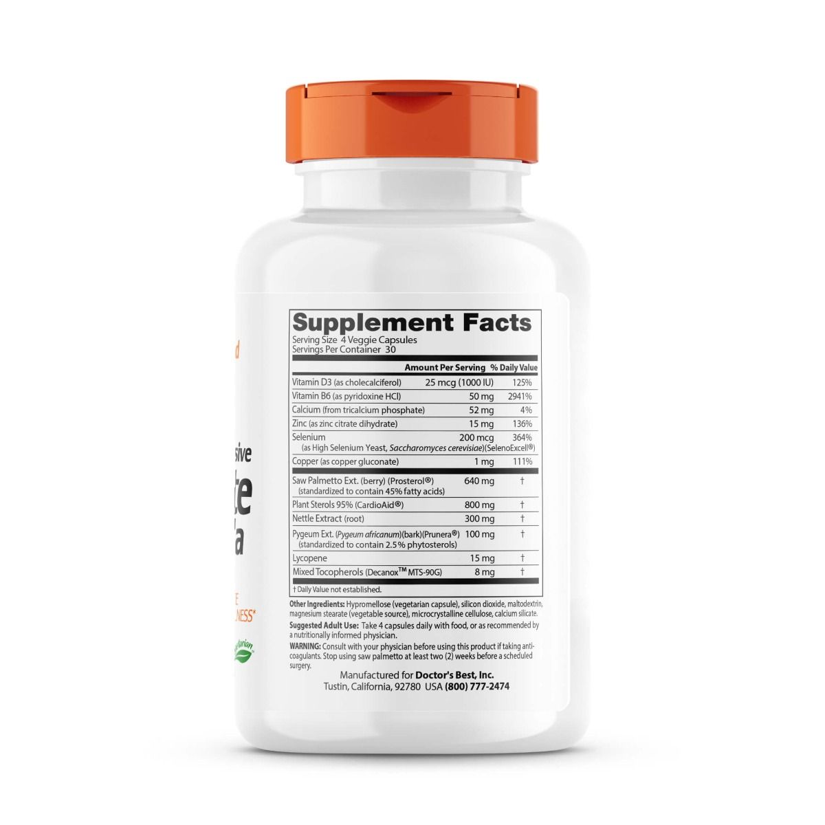 Doctor's Best Comprehensive Prostate Formula - 120 Veggie Capsules for Men's Health | Supports Urinary Function & Prostate Wellness | Daily Supplement for Active Lifestyle