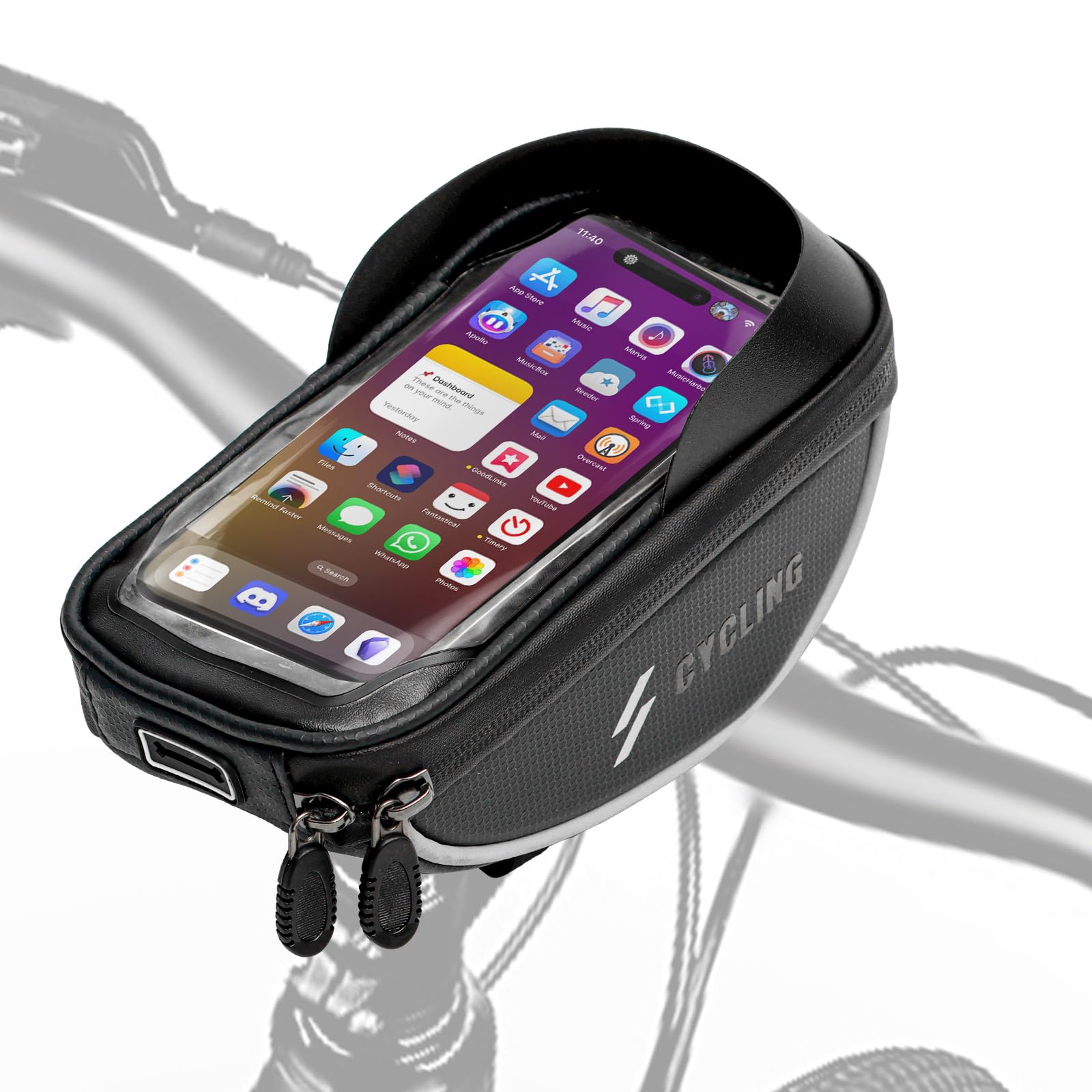 Waterproof Bike Phone Holder Bag - Bicycle Handlebar Mount Pouch for iPhone 16/15/14/13/12 & Samsung Phones Under 6.5