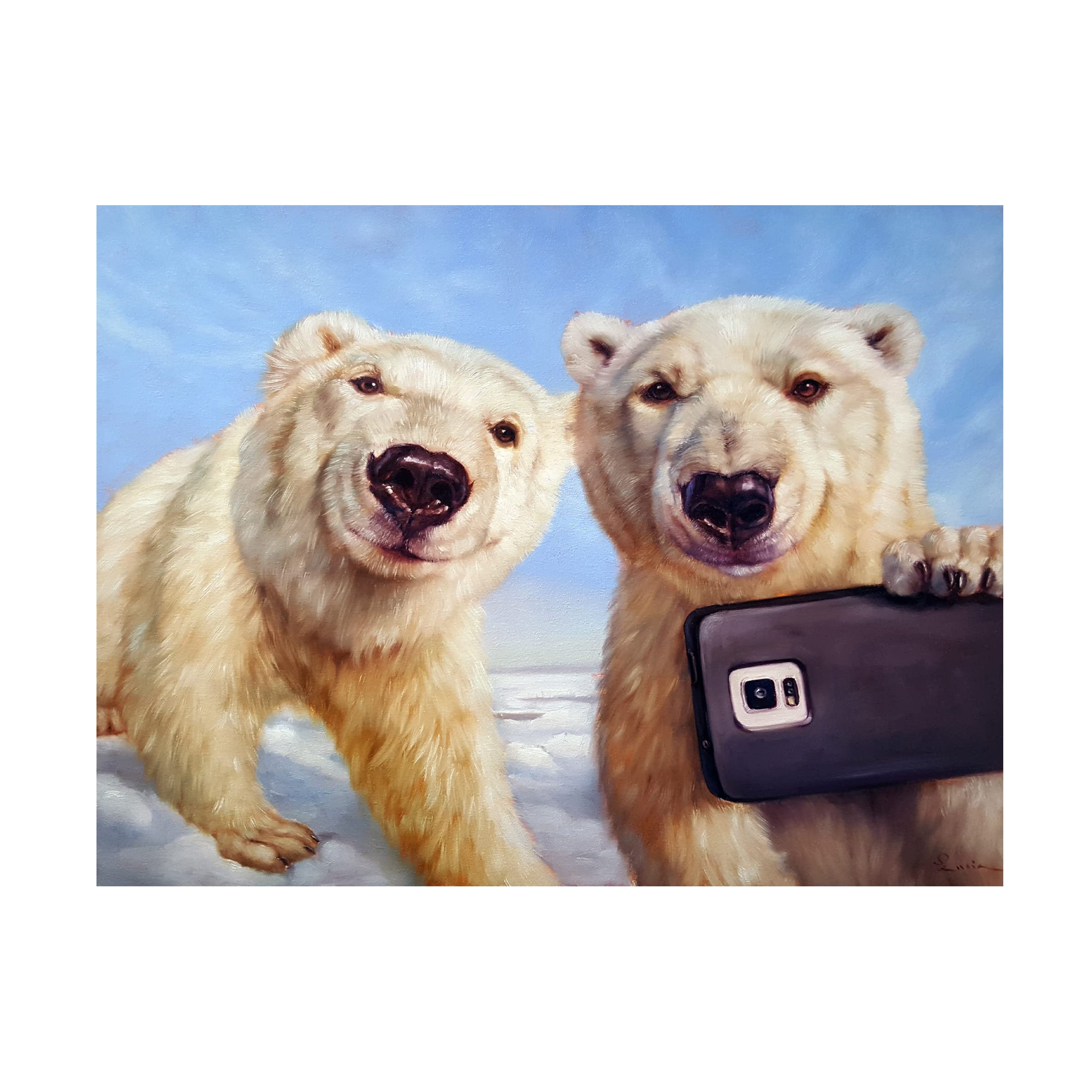 Lucia Heffernan 'Polargram' Canvas Wall Art - Modern Polar Bear Painting for Living Room, Bedroom & Office Decor - High Quality Trademark Fine Art Print