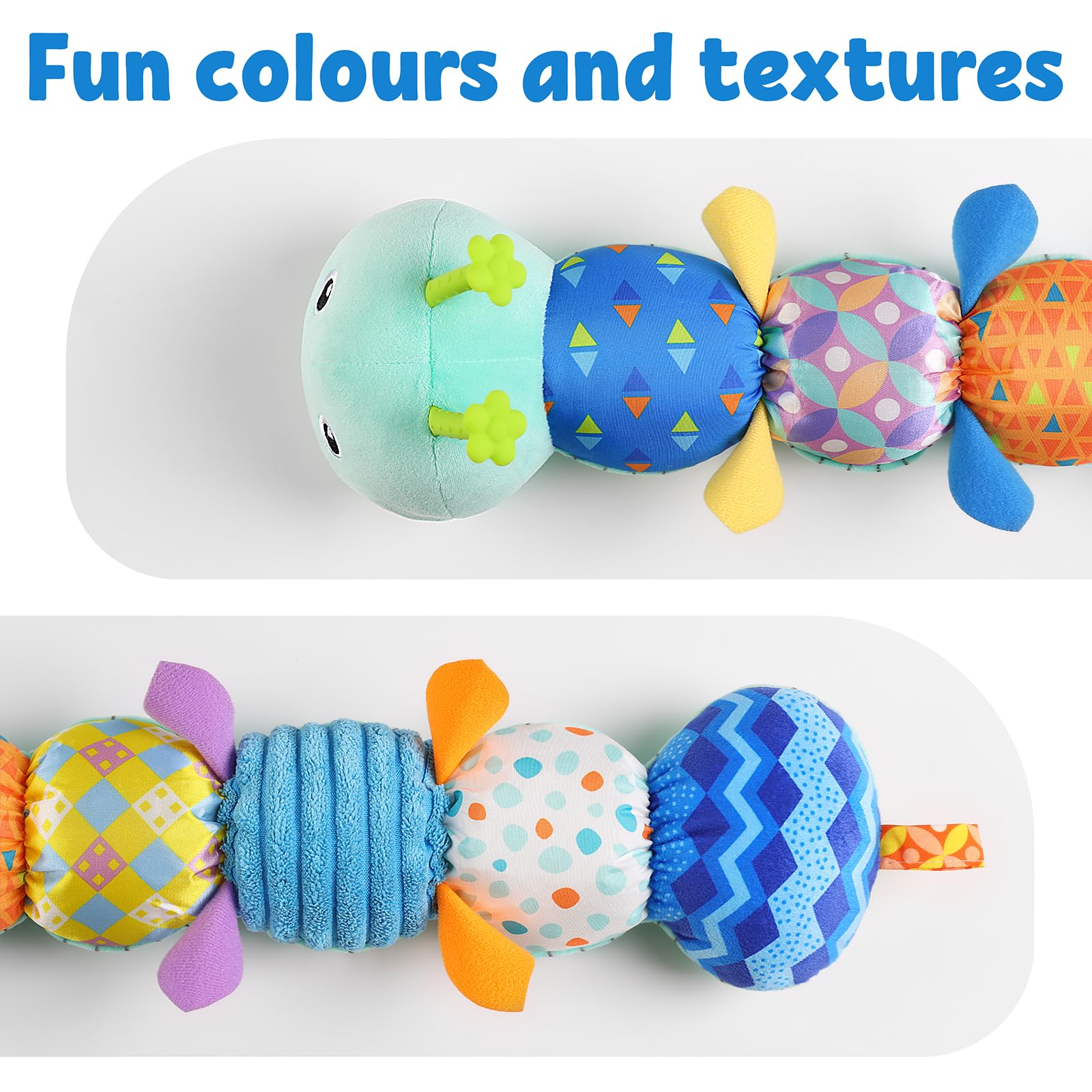LIGHTDESIRE Musical Caterpillar Baby Toy - Soft Stuffed Animal with Ruler Design & Bell Ring, Teething Toy for Infants 0-12 Months (Blue) | Perfect for Tummy Time, Sensory Play & Early Learning Development
