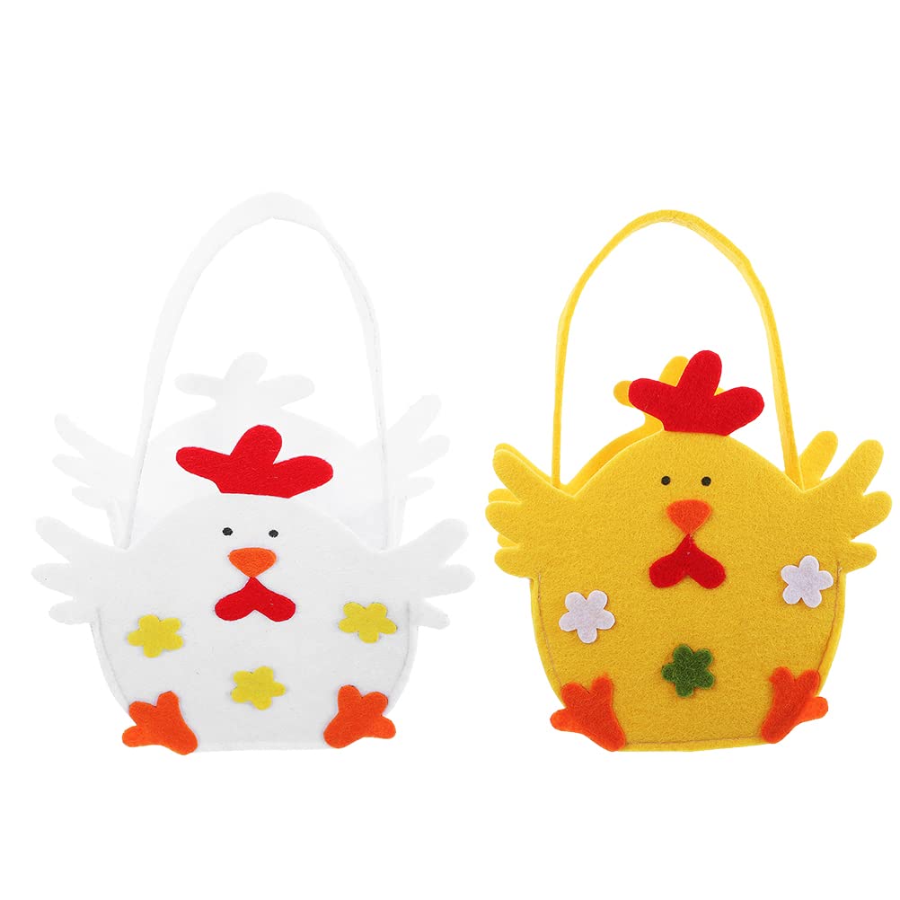 LUOZZY 2-Pack Chicken Shaped Easter Gift Bags - Cute Yellow & White Easter Candy Pouches for Egg Hunts, Party Favors & Spring Celebrations