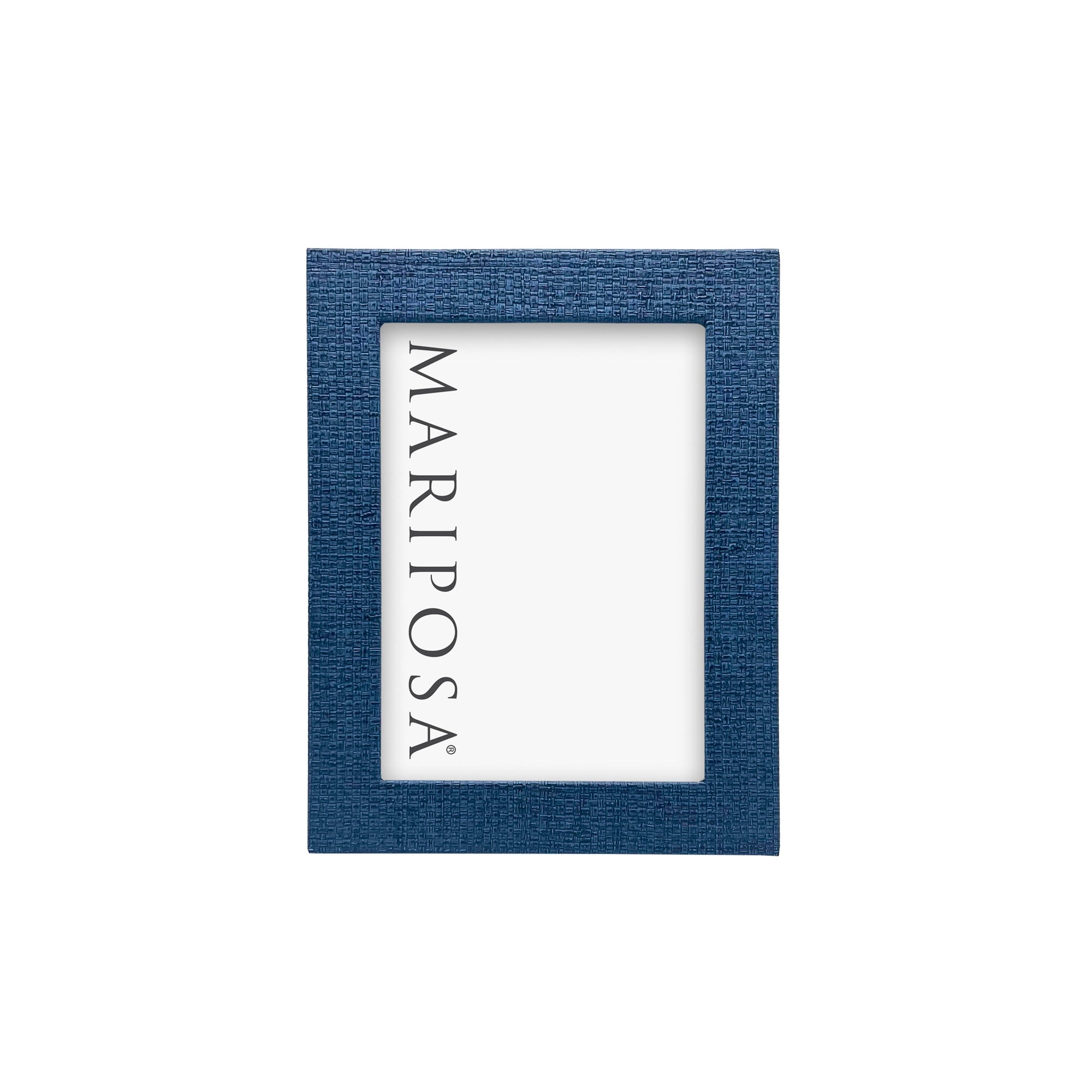 Indigo Faux Grasscloth Wall Art - 5x7 Framed Home Decor for Living Room, Bedroom & Office