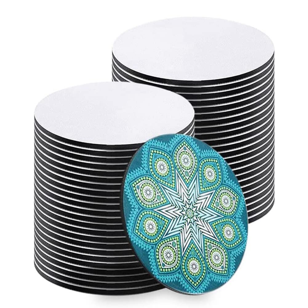 35Pcs Round Sublimation Blank Cup Coasters - Heat Transfer Coaster Set for DIY Customization - Perfect for Coffee Mugs, Drinkware & Home Decor
