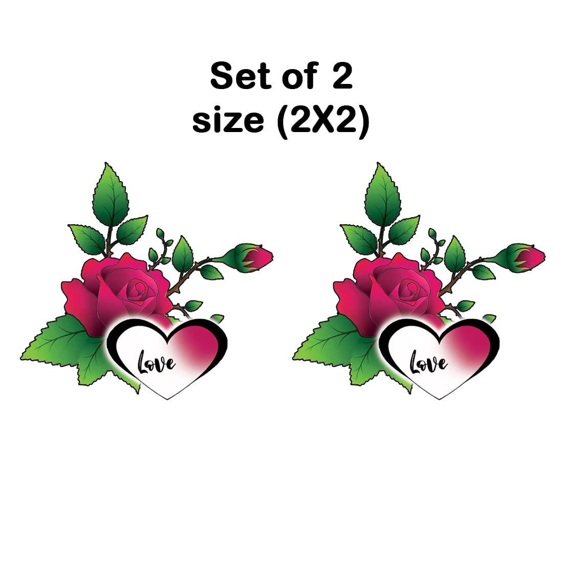 Waterproof Love Rose & Heart Temporary Tattoos for Men & Women - Romantic Body Art for Date Nights, Weddings & Special Occasions
