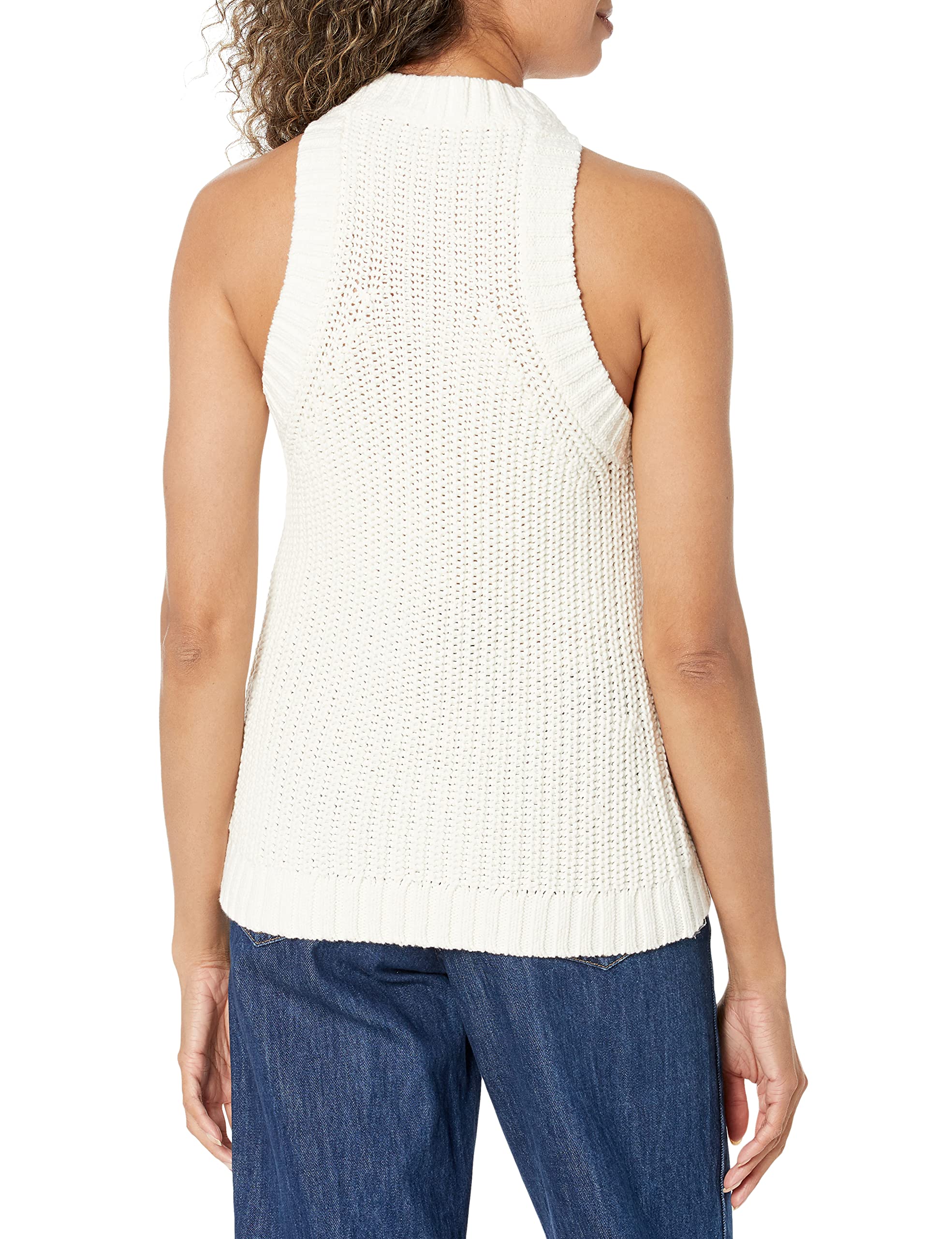 Trina Turk Women's Cable Knit Sweater Tank Top - Soft Cotton Blend Sleeveless Pullover for Casual Wear, Layering & Office Outfits