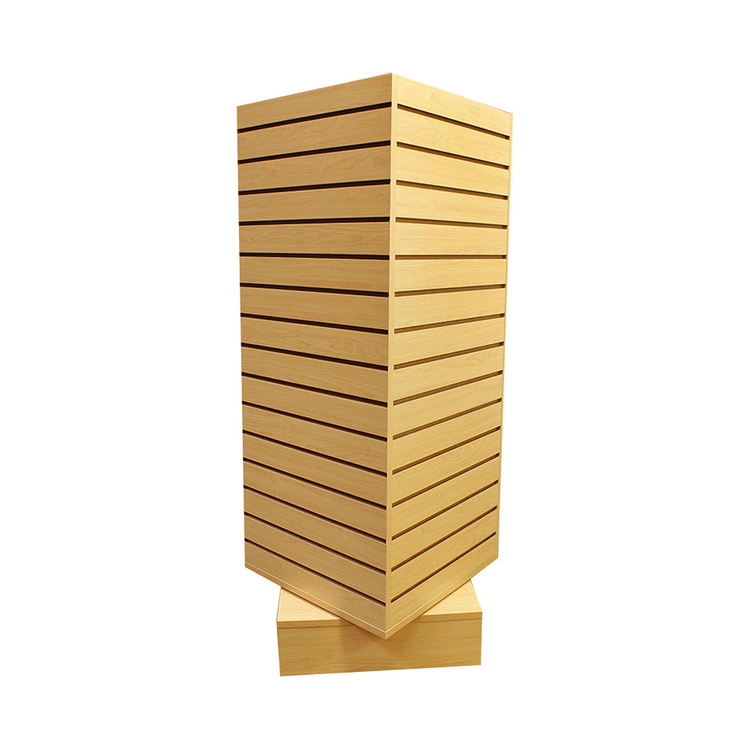 Prolinemax Maple 20x20x54 Inch 4-Sided Rotating Slatwall Floor Display Tower - Perfect for Retail Stores, Boutiques & Clothing Shops