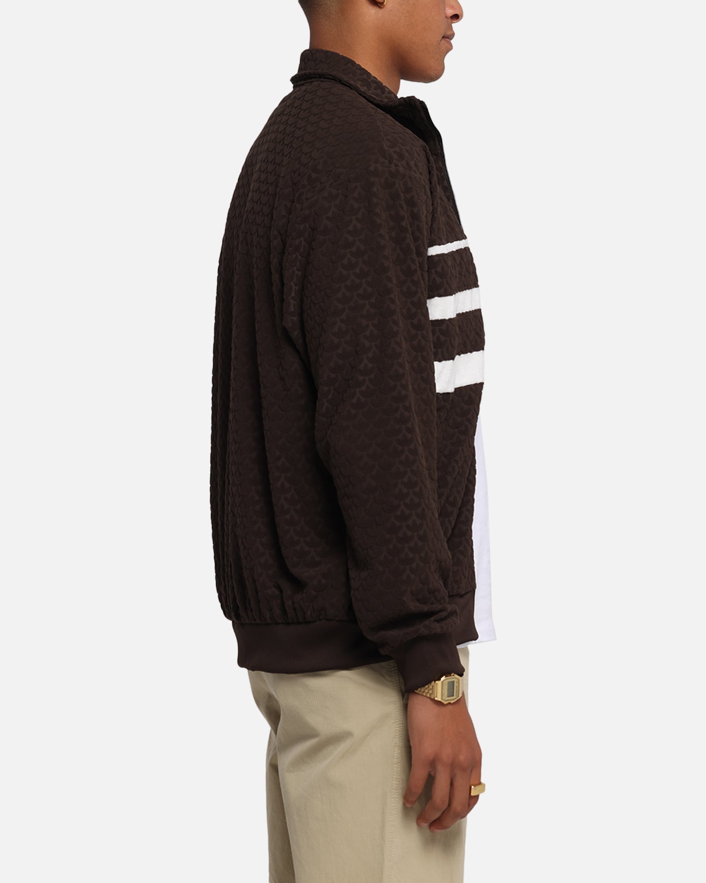 Adidas Monogram Track Top Jacket for Men - Dark Brown Athletic Hooded Windbreaker - Perfect for Running, Gym & Streetwear Fashion