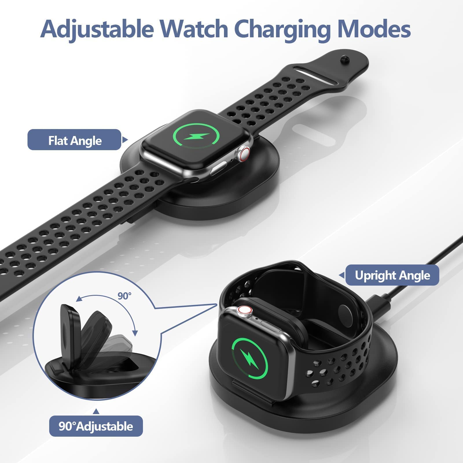KOOPAO Magnetic Foldable iWatch Charger Stand - Portable Charging Dock Station for Apple Watch Series 9/8/7/6/SE/5/4/3/2 | Perfect for Travel, Office & Nightstand Charging