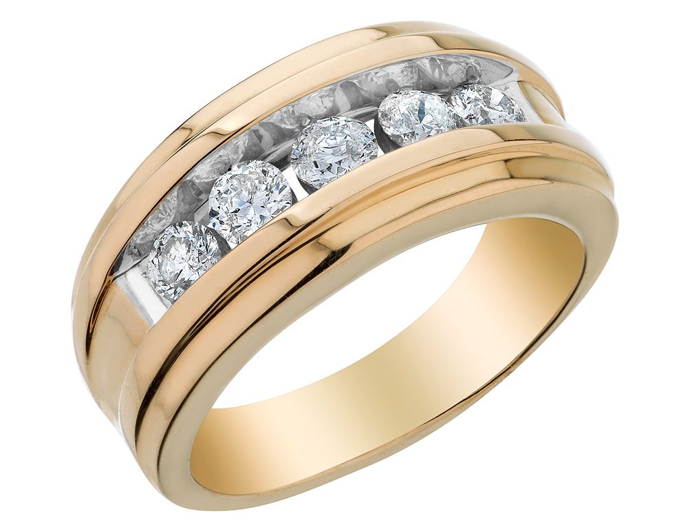 1.0 Carat Diamond Wedding Band Ring for Men - 14K Yellow Gold, I1-I2 Clarity - Perfect for Engagement, Anniversary & Special Occasions
