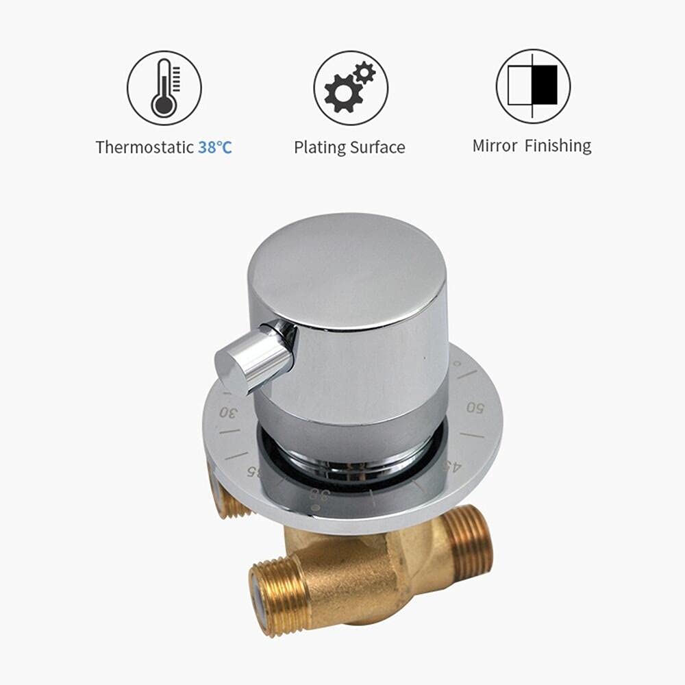 AFUDER Thermostatic Shower Valve - Brass Wall Mounted Shower Mixer Tap with 1-Way Output for Hot & Cold Water - Perfect for Bathroom Renovation & Spa-Like Shower Experience