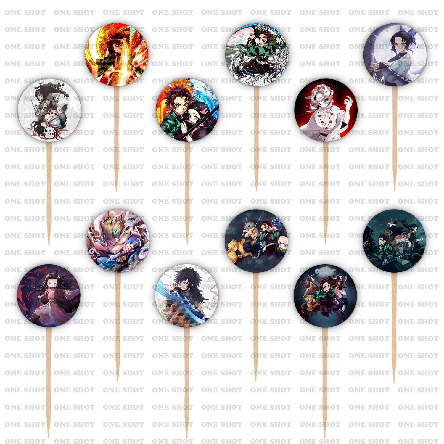 Demon Slayer Anime Cupcake Toppers - 24pcs Party Decorations for Birthday, Baby Shower & Cosplay Events - Perfect for Anime Themed Parties & Cake Decorating