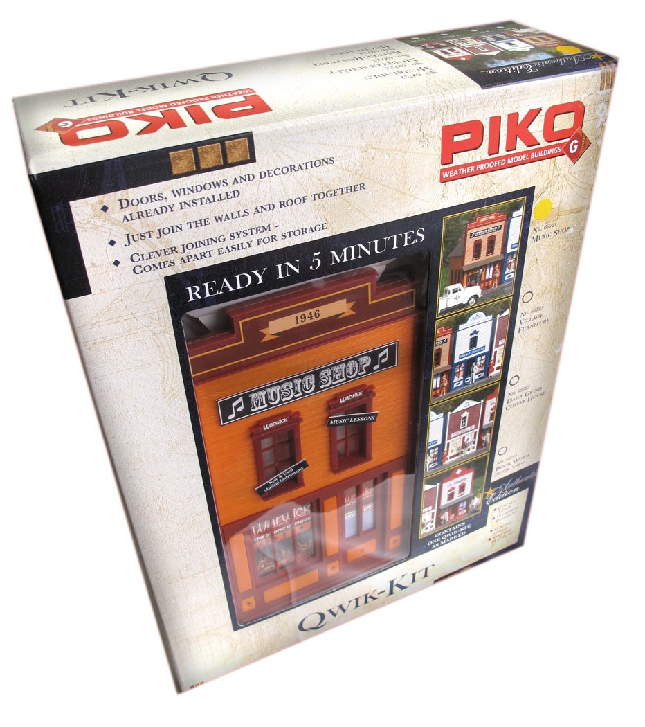 PIKO G Scale Qwik Kit Music Shop Model Building Kit - Perfect for Train Enthusiasts & Hobbyists | Great for Model Railroad Layouts & Collectors