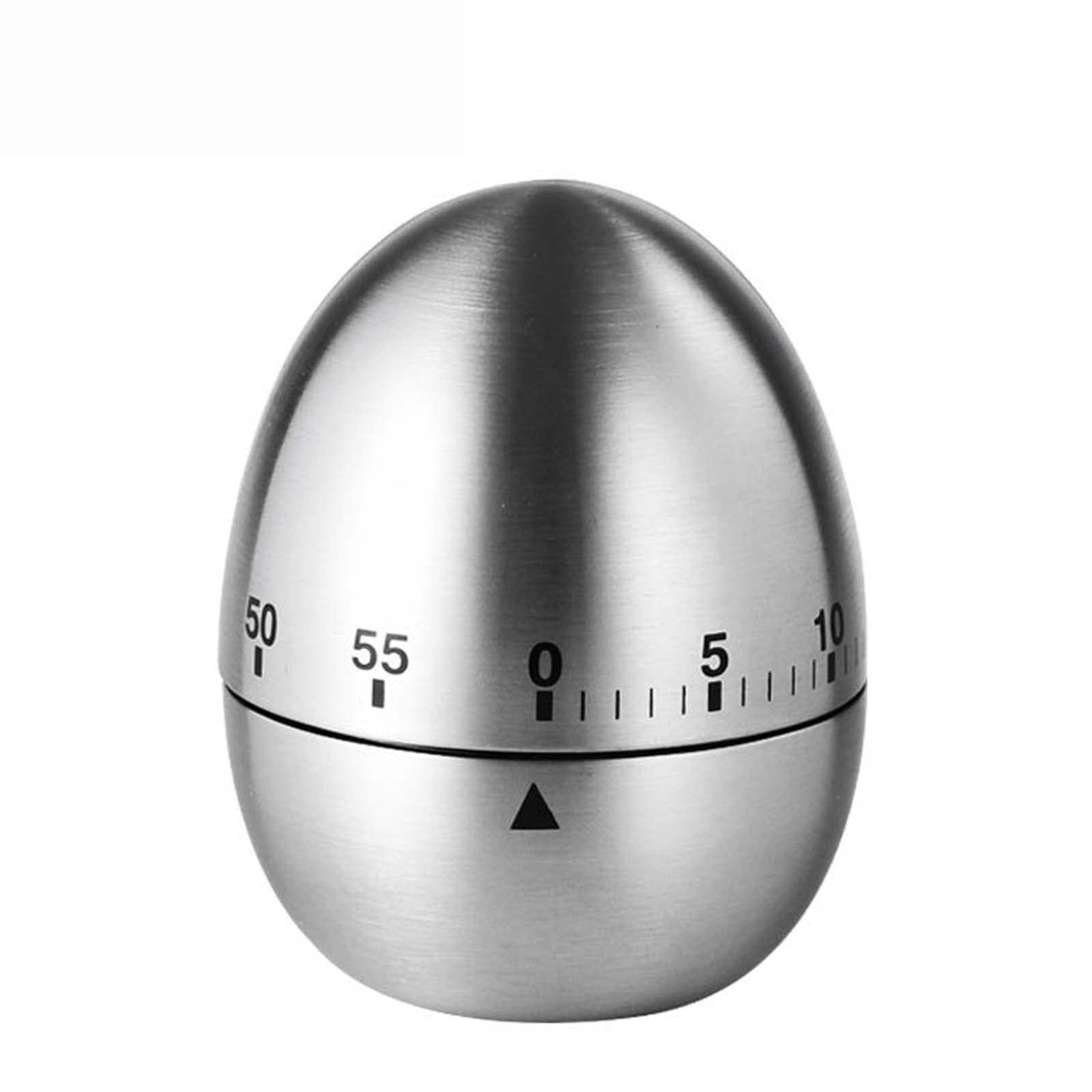 Kitchen Mechanical Timer - Egg-Shaped Stainless Steel Cooking Timer with 60-Minute Countdown & Rotating Alarm | Perfect for Baking, Exercise, Study & Classroom Activities