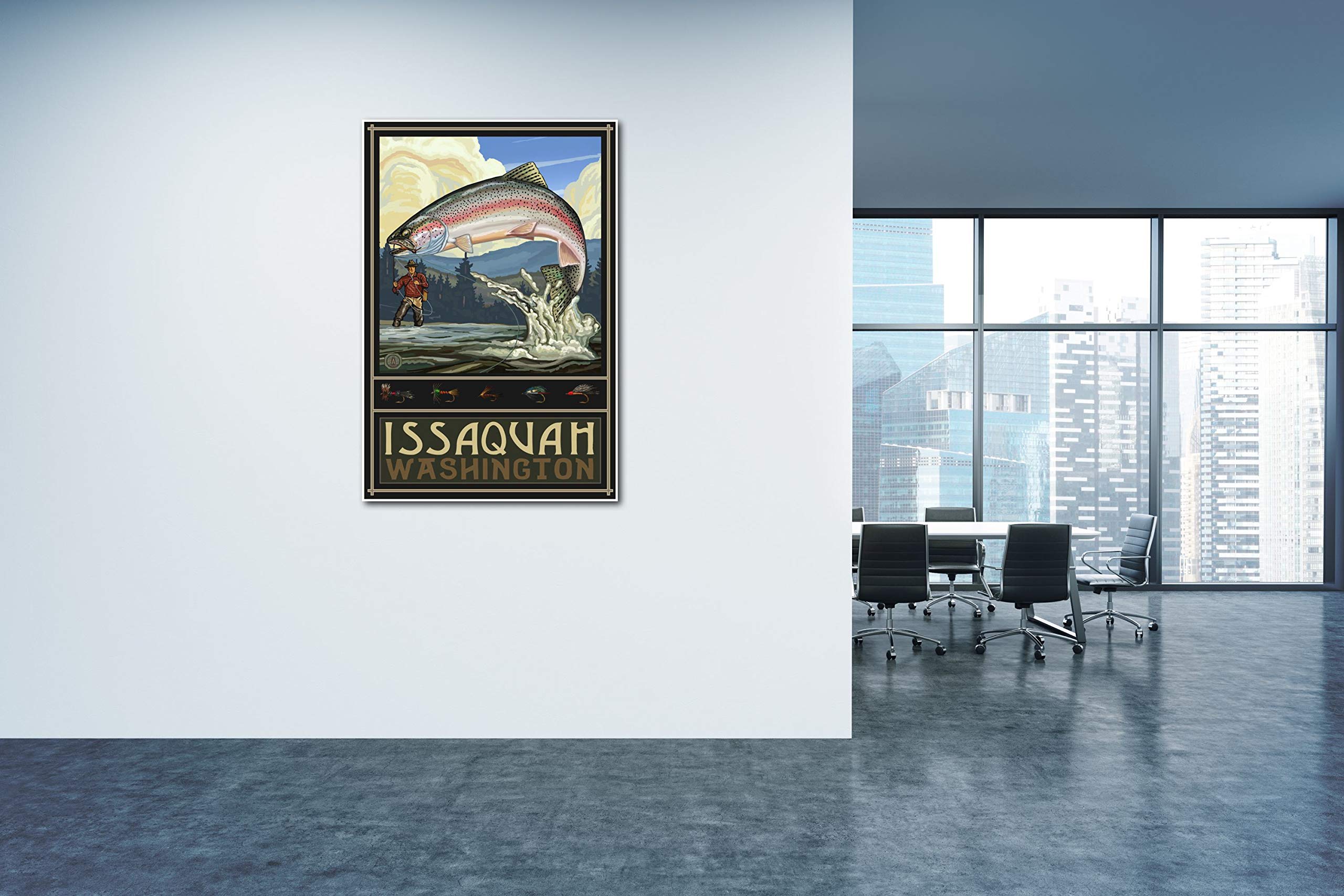 Washington Fishing Art Print - Issaquah Landscape Giclee Poster by Paul A. Lanquist - 30x45 Inches - Perfect for Home, Office & Cabin Decor
