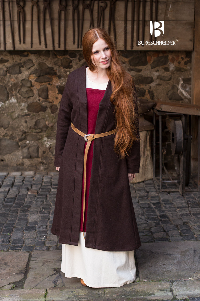 Birka Coat Aslaug Brown - Premium Viking-Inspired Wool Coat for Women | Perfect for Winter, Cosplay & Historical Reenactments