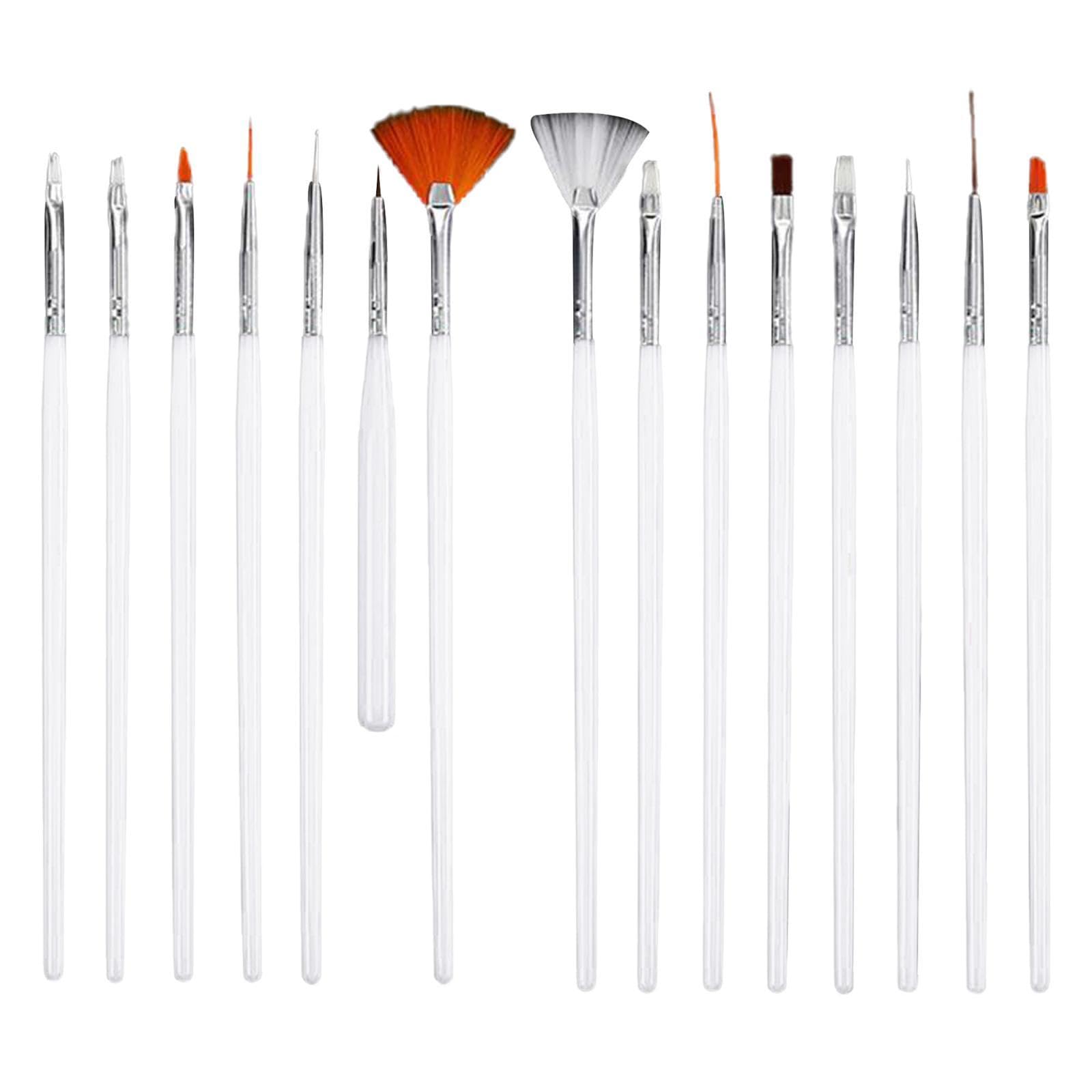 Professional UV Nail Art Dotting Painting Brushes Set for Gel Polish, Acrylic Nails & Nail Art Designs - 5PCS White Nail Decorating Tools for DIY Manicure at Home or Salon